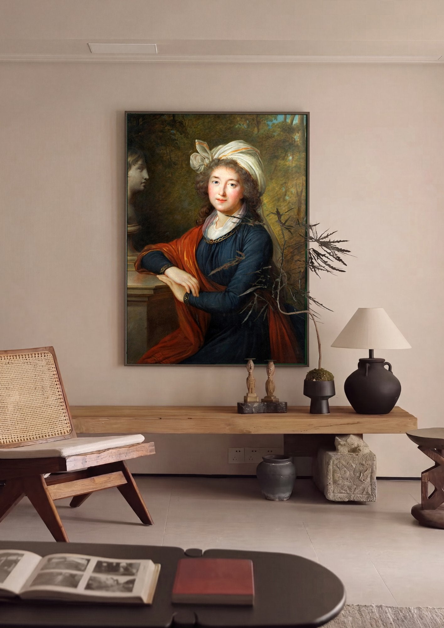 Quadro Decorativo Retrato de Mulher - Vigée Le Brun em ambiente decorado