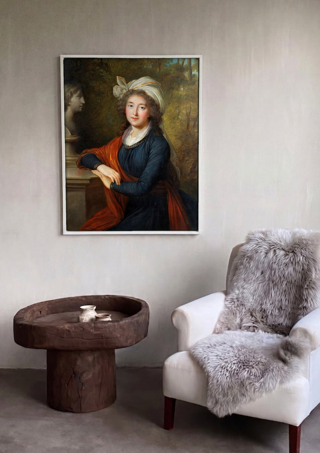 Quadro Decorativo Retrato de Mulher - Vigée Le Brun em ambiente decorado