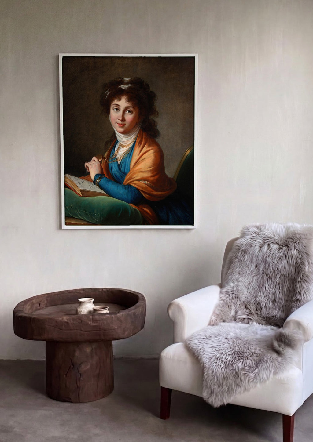 Quadro Decorativo Retrato de Mulher - Vigée Le Brun em ambiente decorado