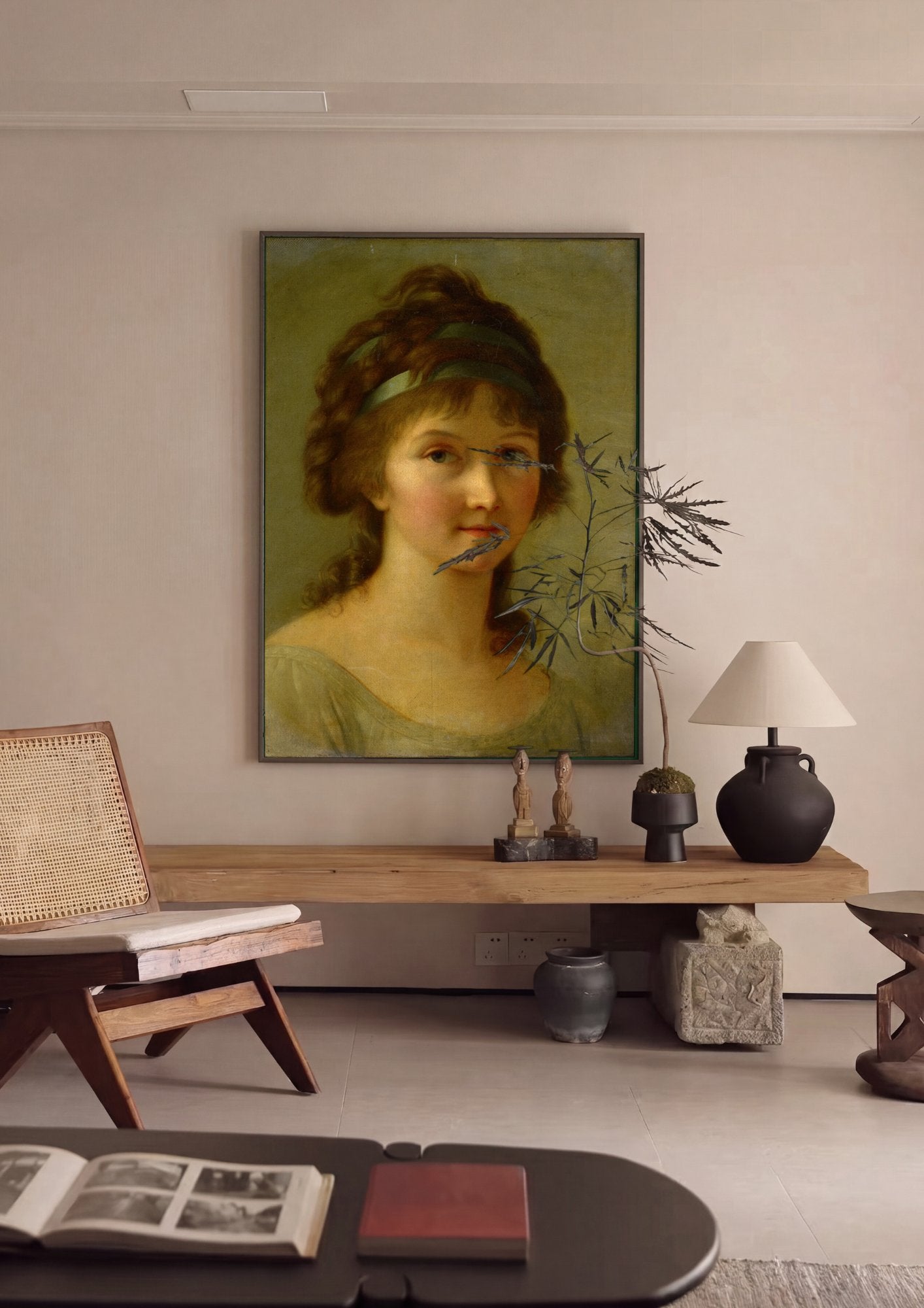 Quadro Decorativo Retrato de Mulher - Vigée Le Brun em ambiente decorado