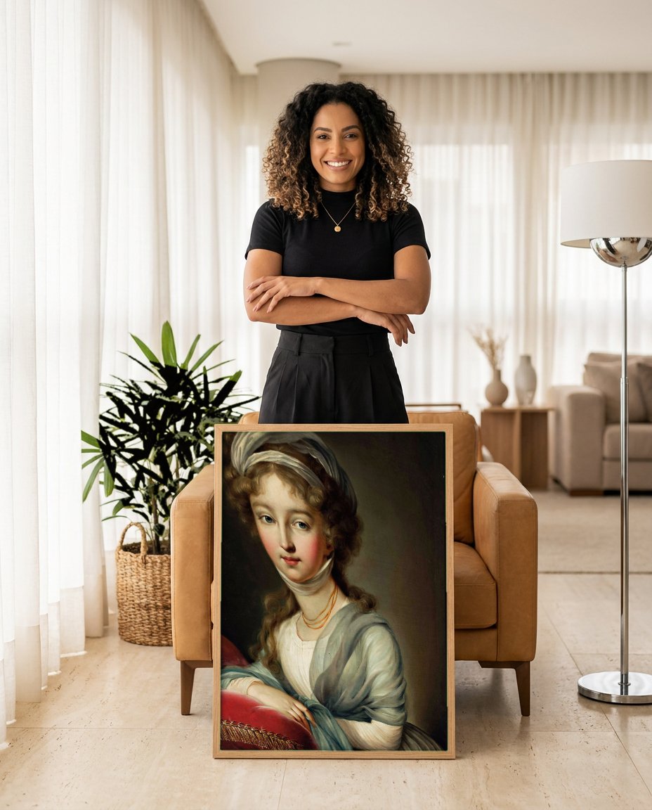 Quadro Decorativo Retrato de Mulher - Vigée Le Brun com modelo em ambiente