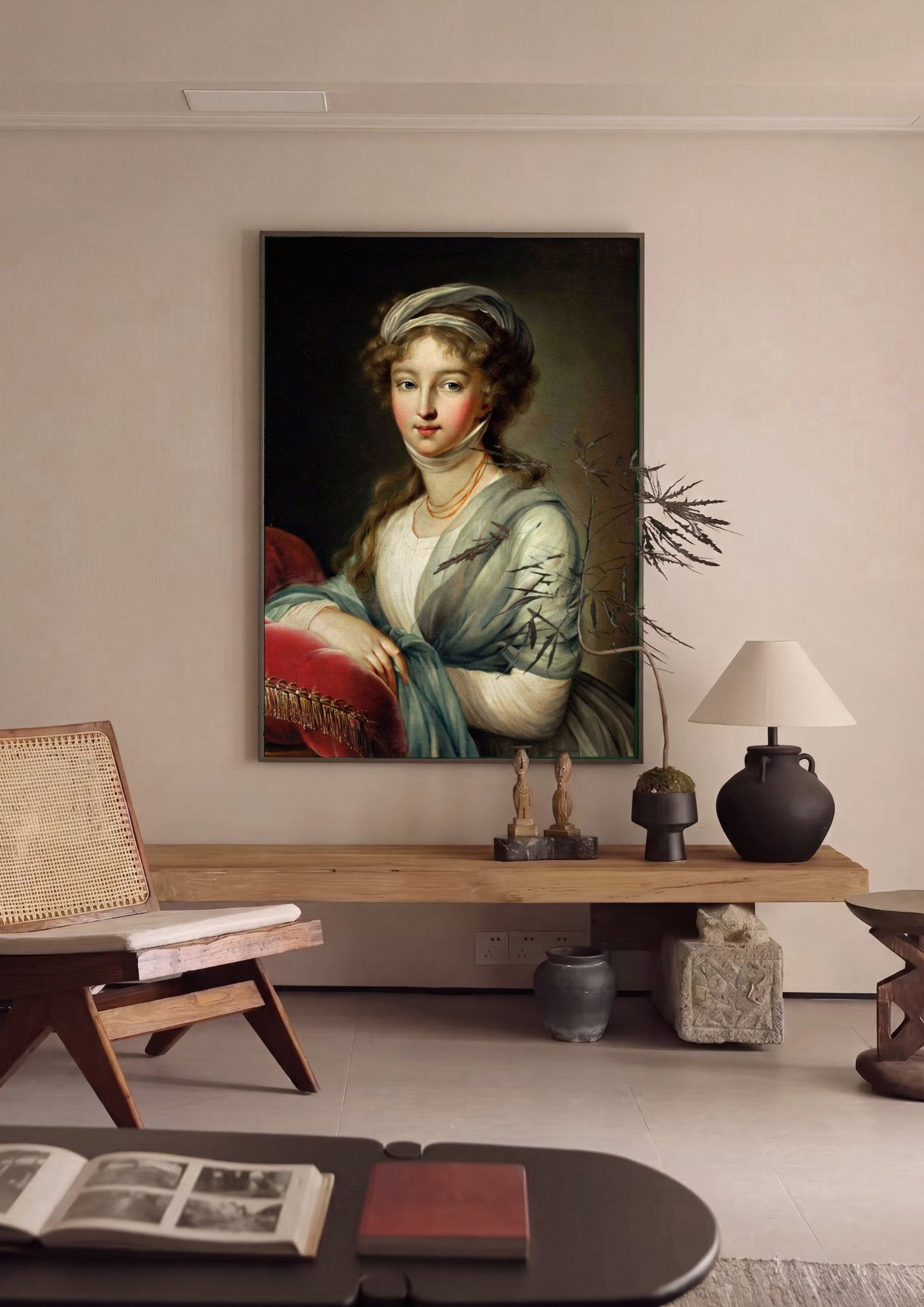 Quadro Decorativo Retrato de Mulher - Vigée Le Brun em ambiente decorado