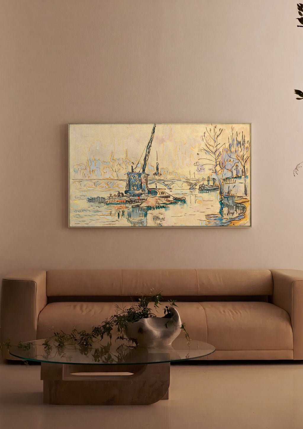 Quadro Decorativo Porto Urbano - Paul Signac em ambiente decorado