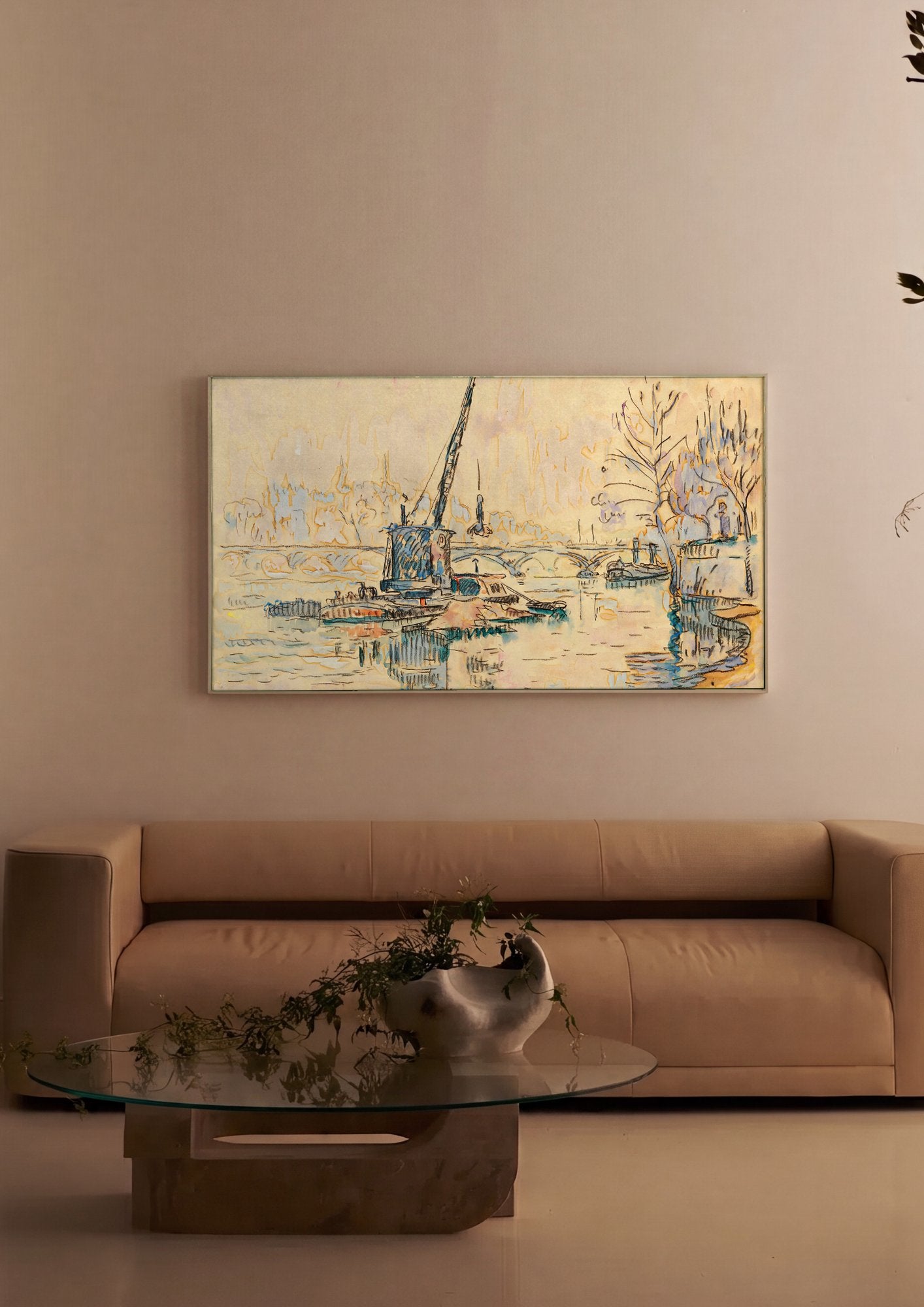 Quadro Decorativo Porto Urbano - Paul Signac em ambiente decorado