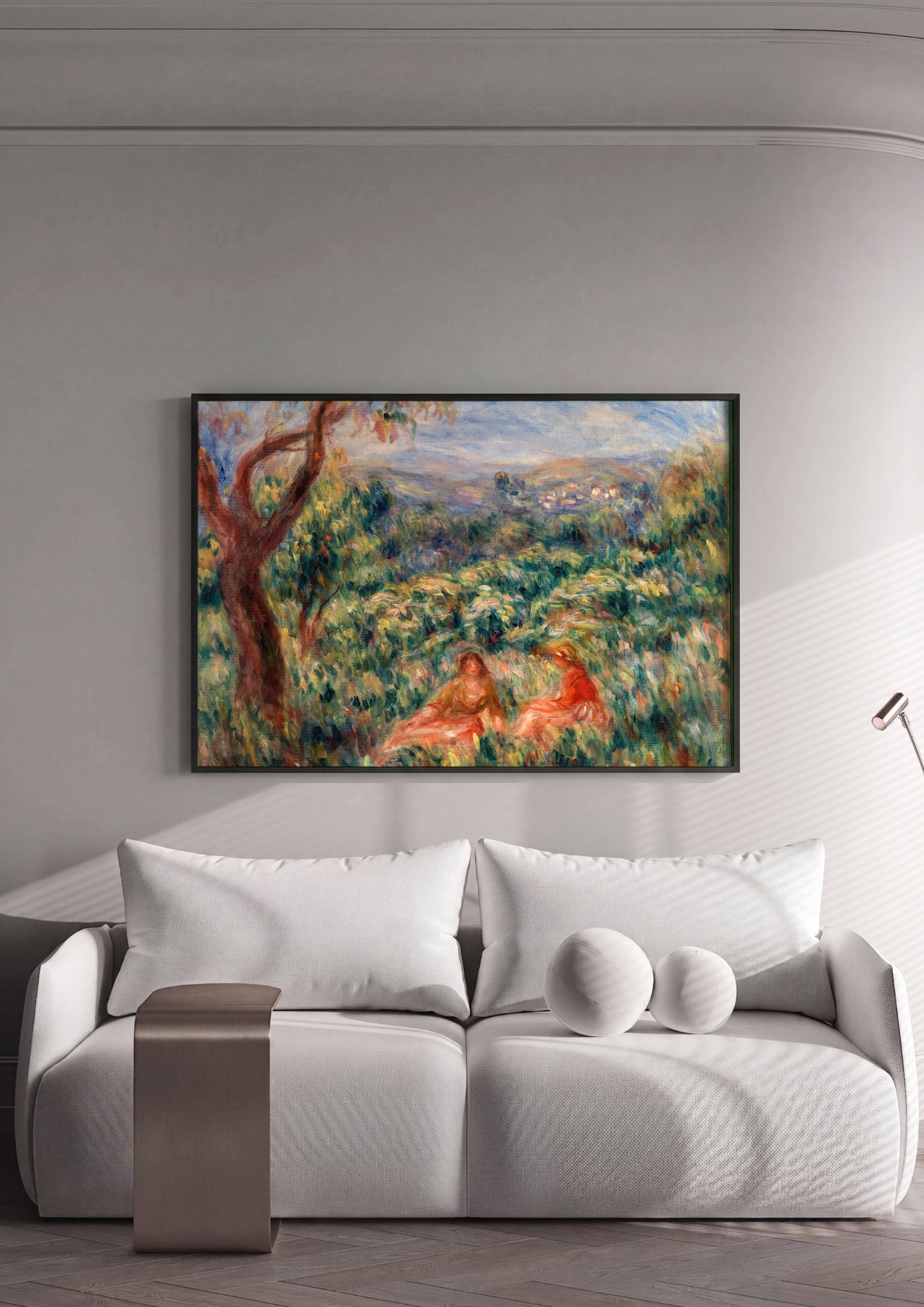 Quadro Decorativo Campo Florido com Figuras - Renoir em ambiente decorado
