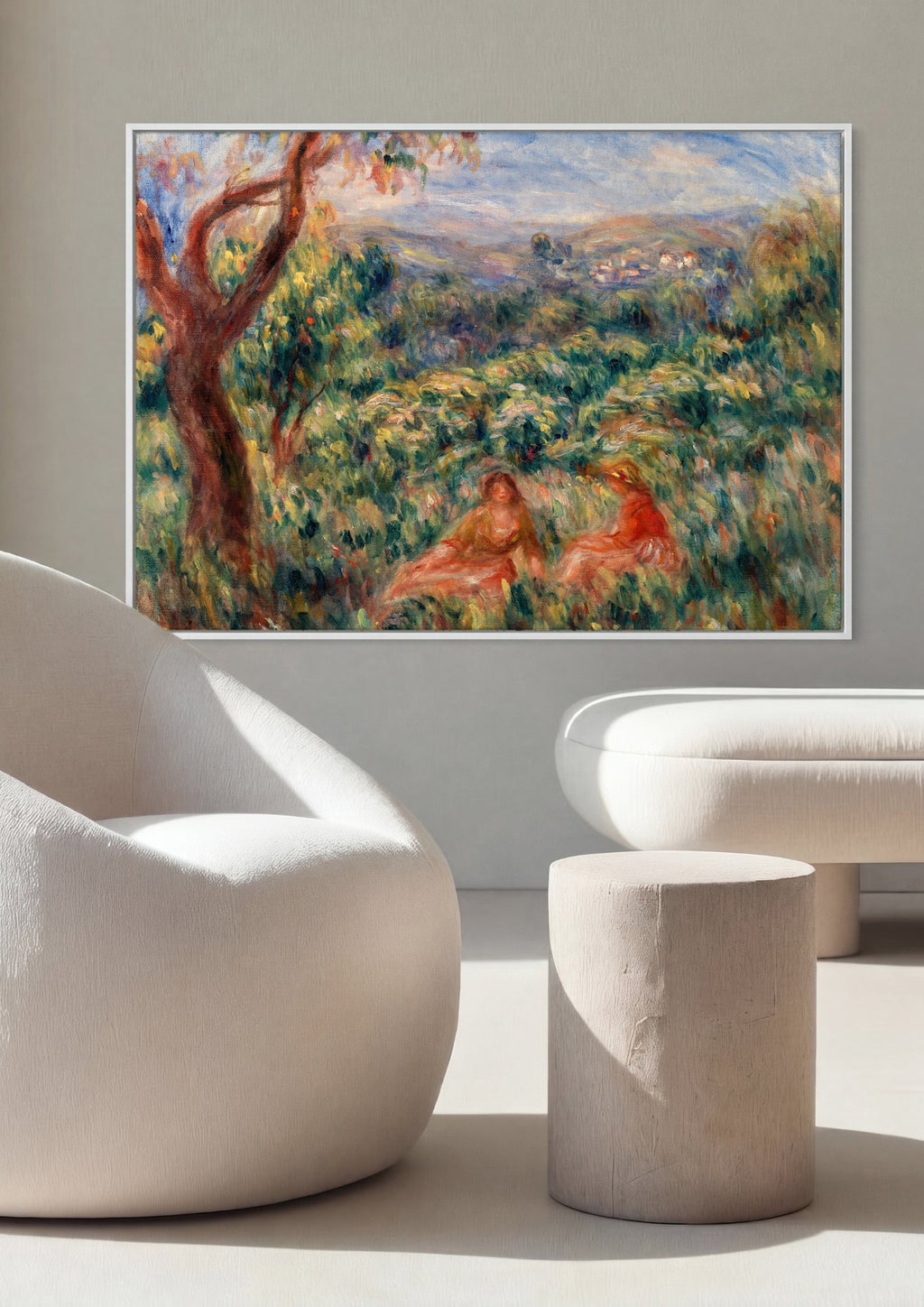 Quadro Decorativo Campo Florido com Figuras - Renoir em ambiente decorado