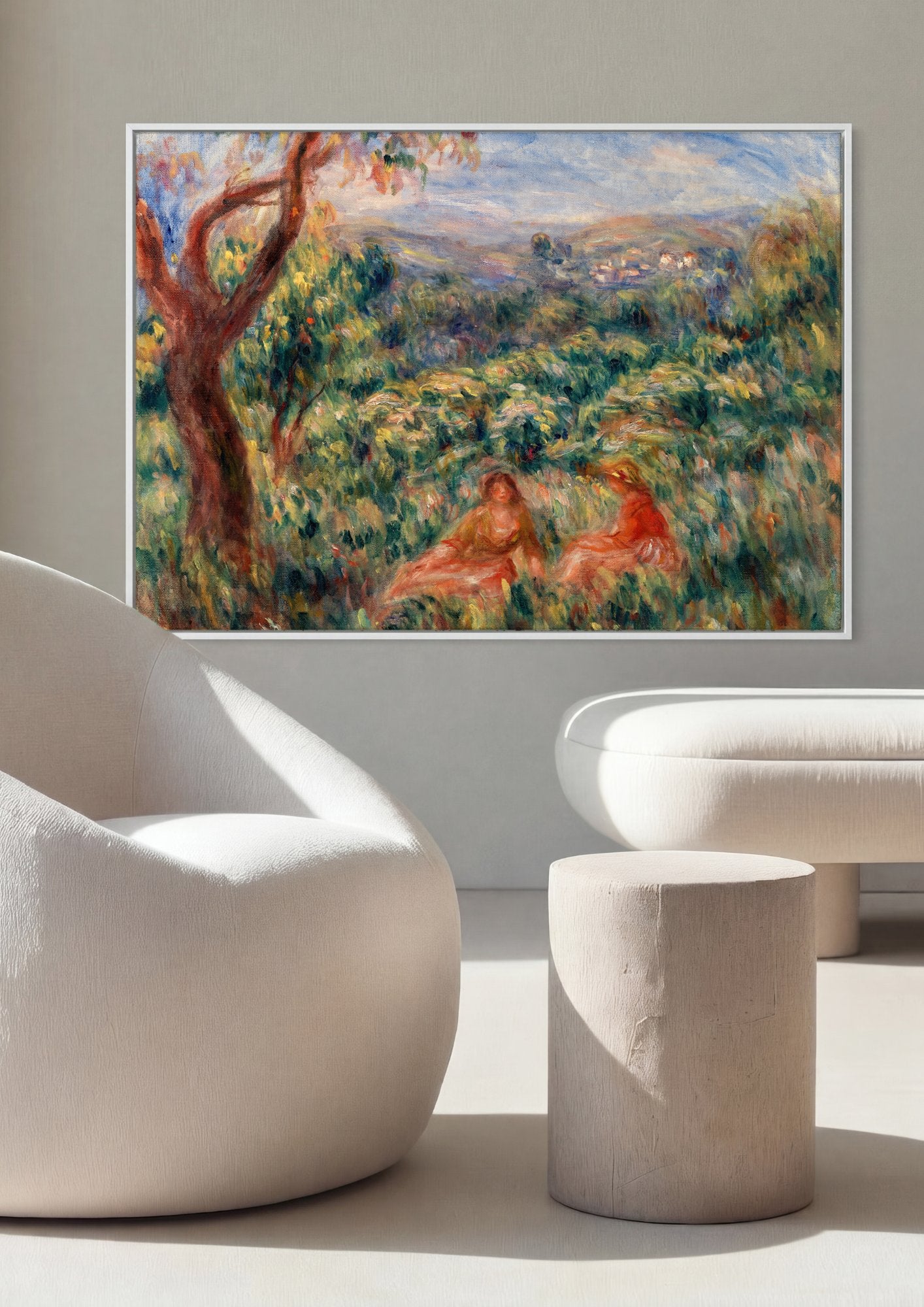Quadro Decorativo Campo Florido com Figuras - Renoir em ambiente decorado