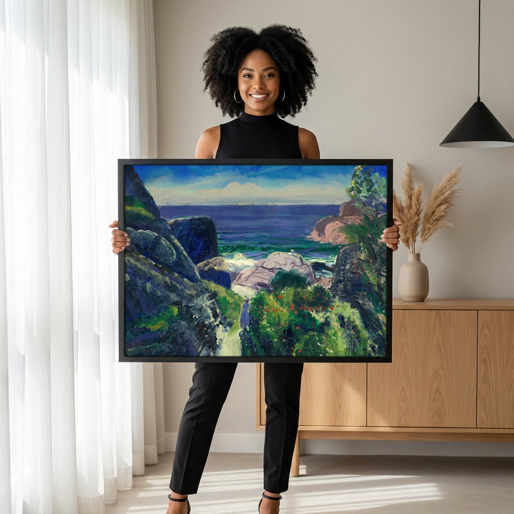 Quadro Decorativo Costa Rochosa com Figura - George Bellows com modelo em ambiente
