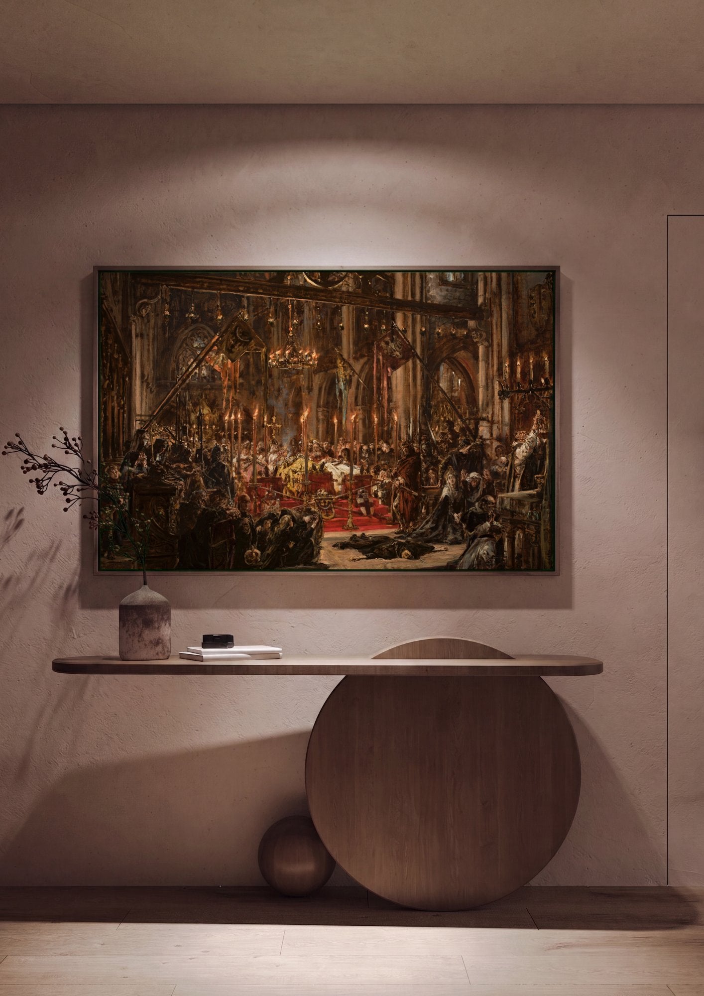 Quadro Decorativo A Morte de Przemysl II - Jan Matejko em ambiente decorado