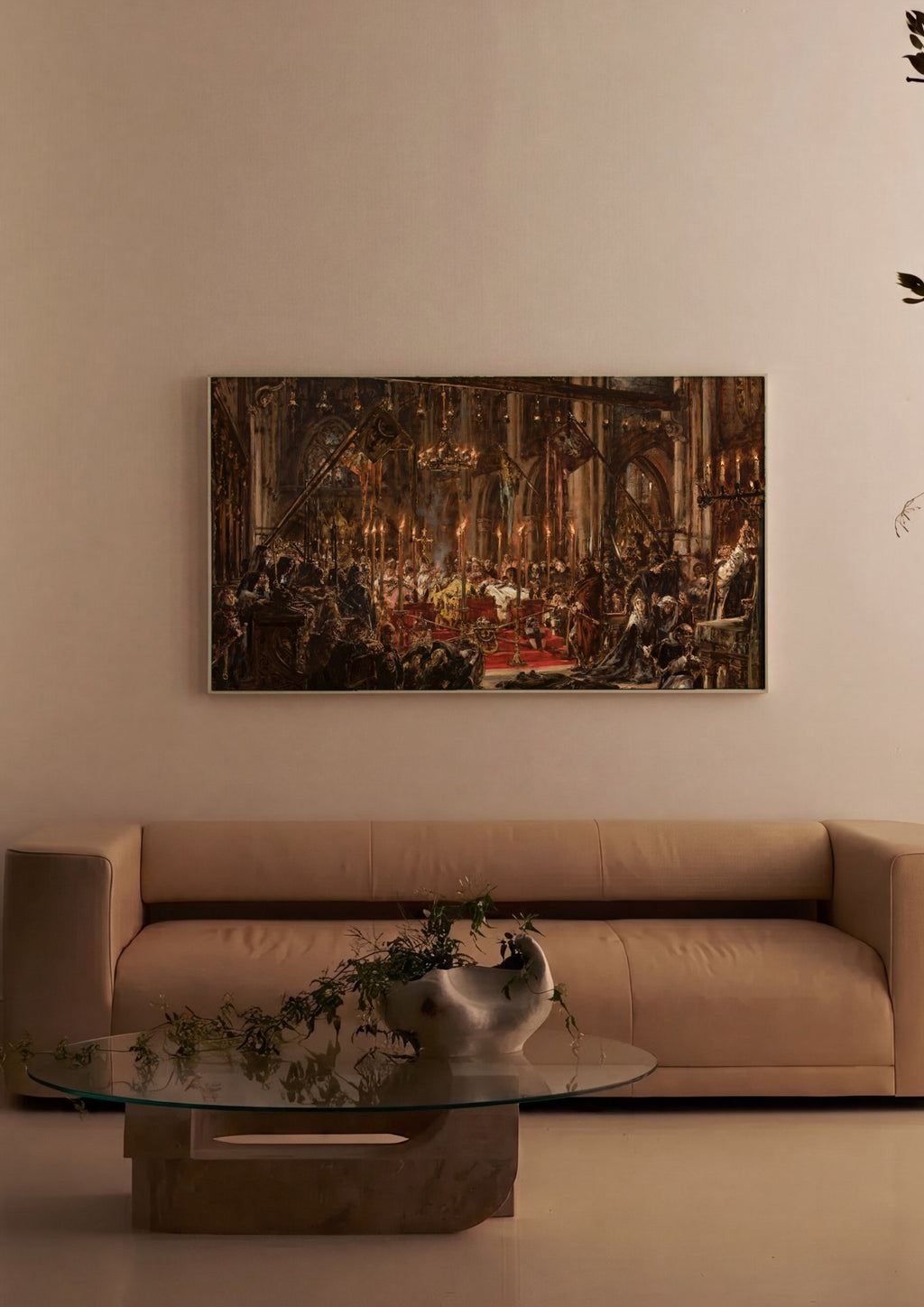 Quadro Decorativo A Morte de Przemysl II - Jan Matejko em ambiente decorado