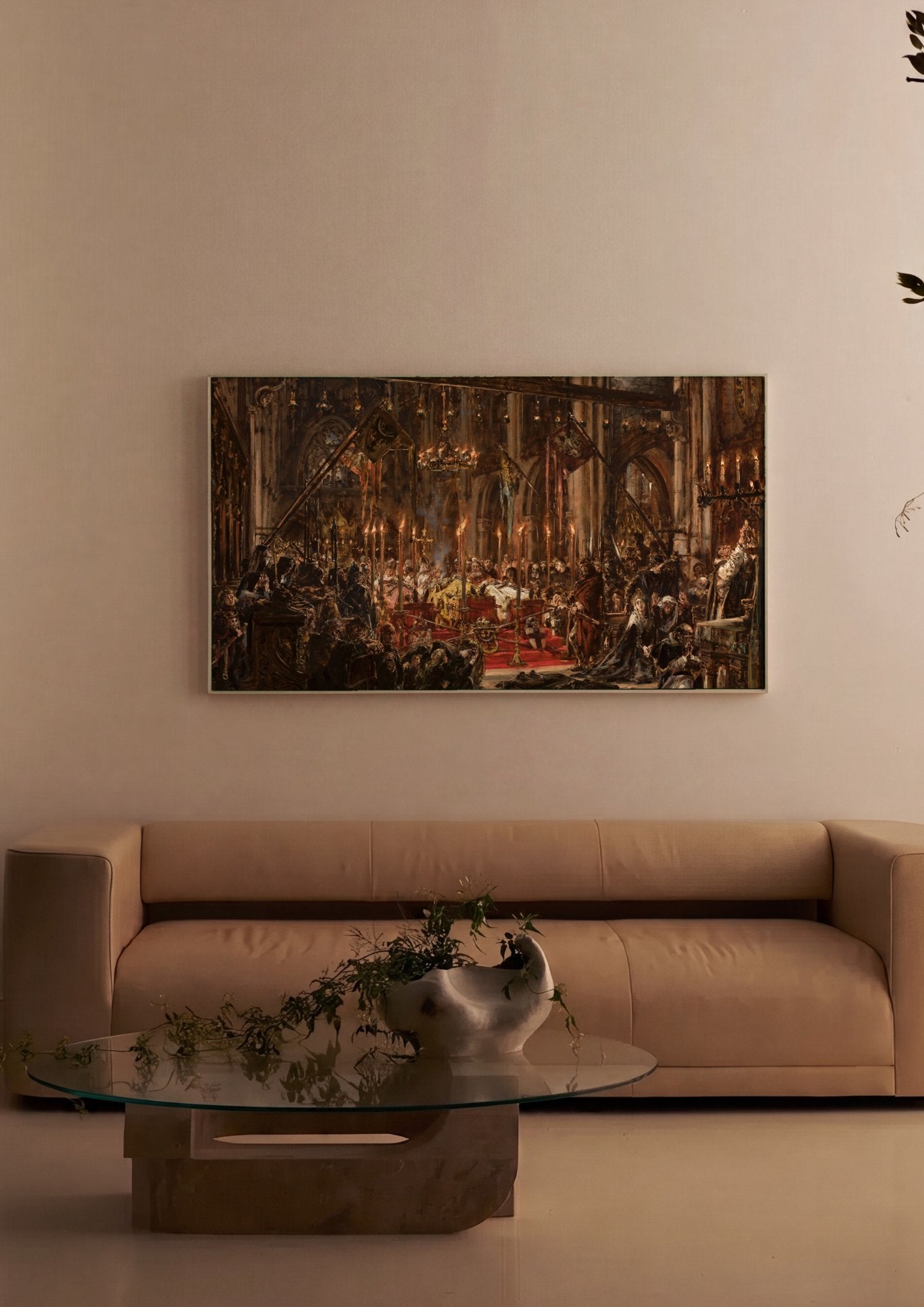 Quadro Decorativo A Morte de Przemysl II - Jan Matejko em ambiente decorado