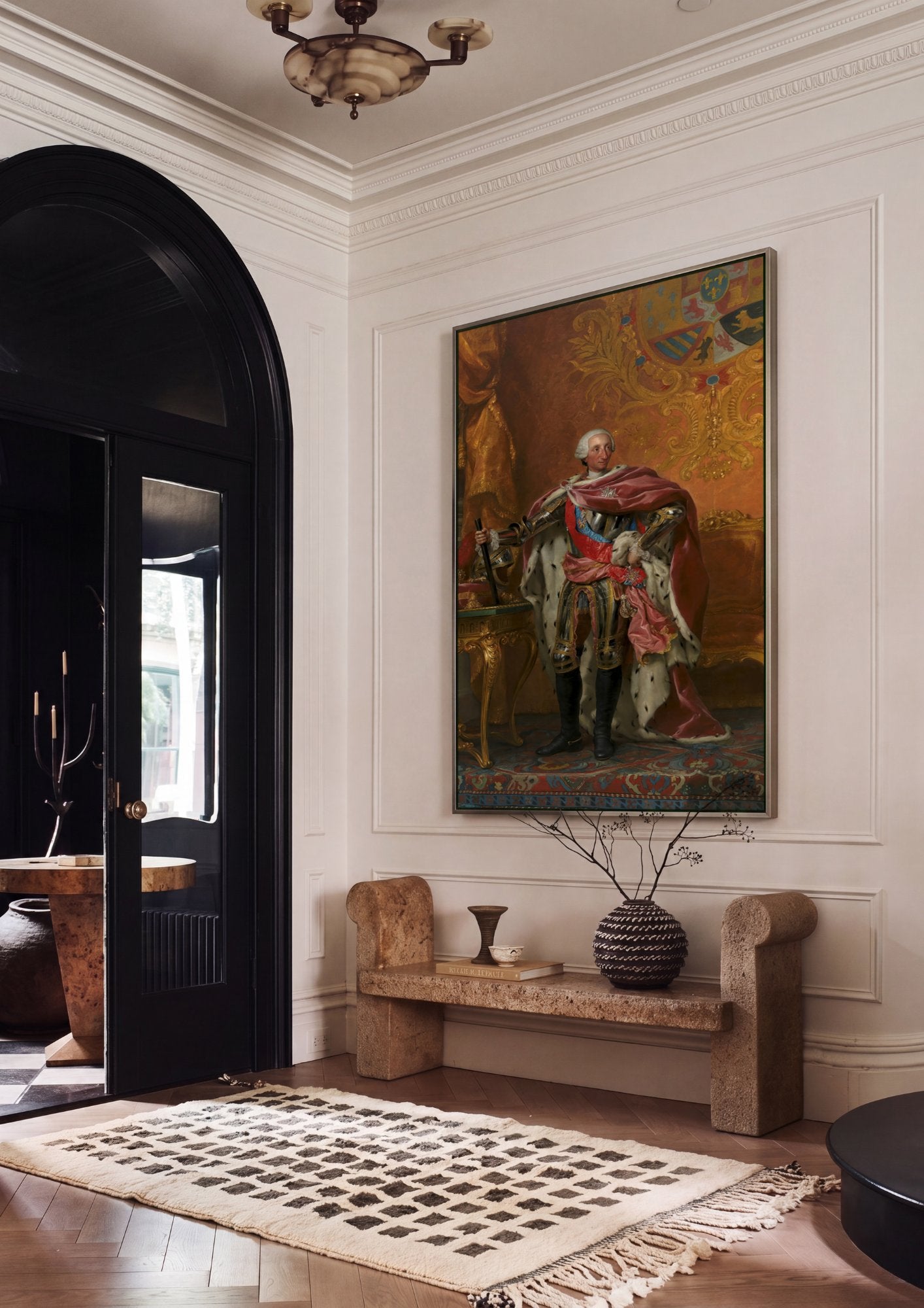 Quadro Decorativo Retrato de Carlos III - Anton Raphael Mengs em ambiente decorado