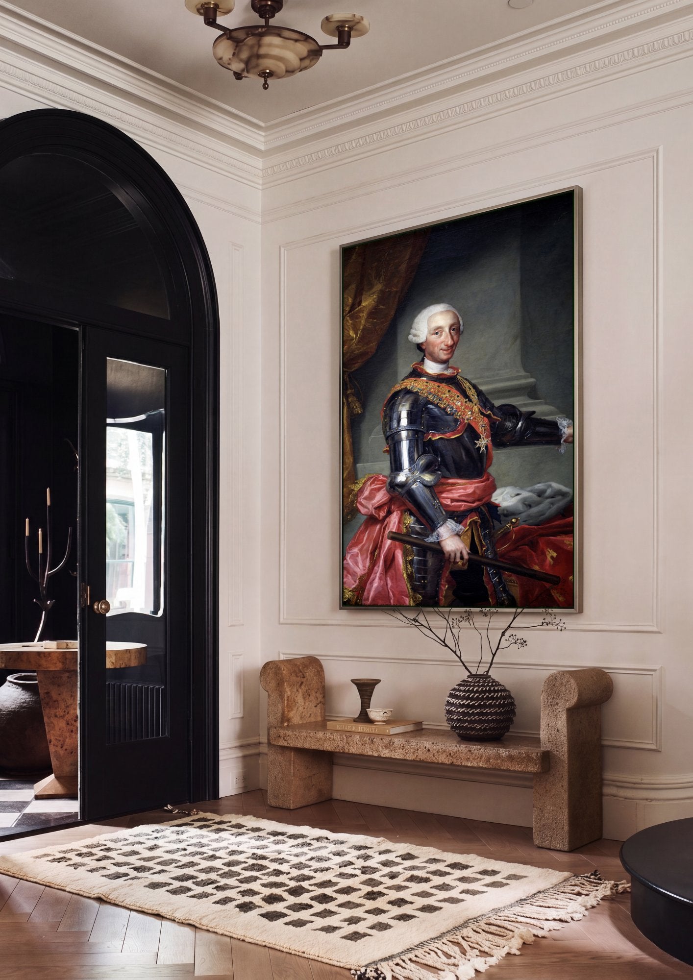 Quadro Decorativo Retrato de Carlos III - Anton Raphael Mengs em ambiente decorado
