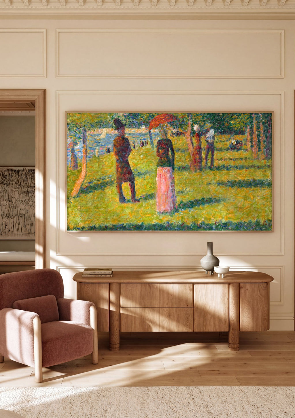 Quadro Decorativo Tarde de Domingo na Ilha da Grande Jatte - Seurat em ambiente decorado