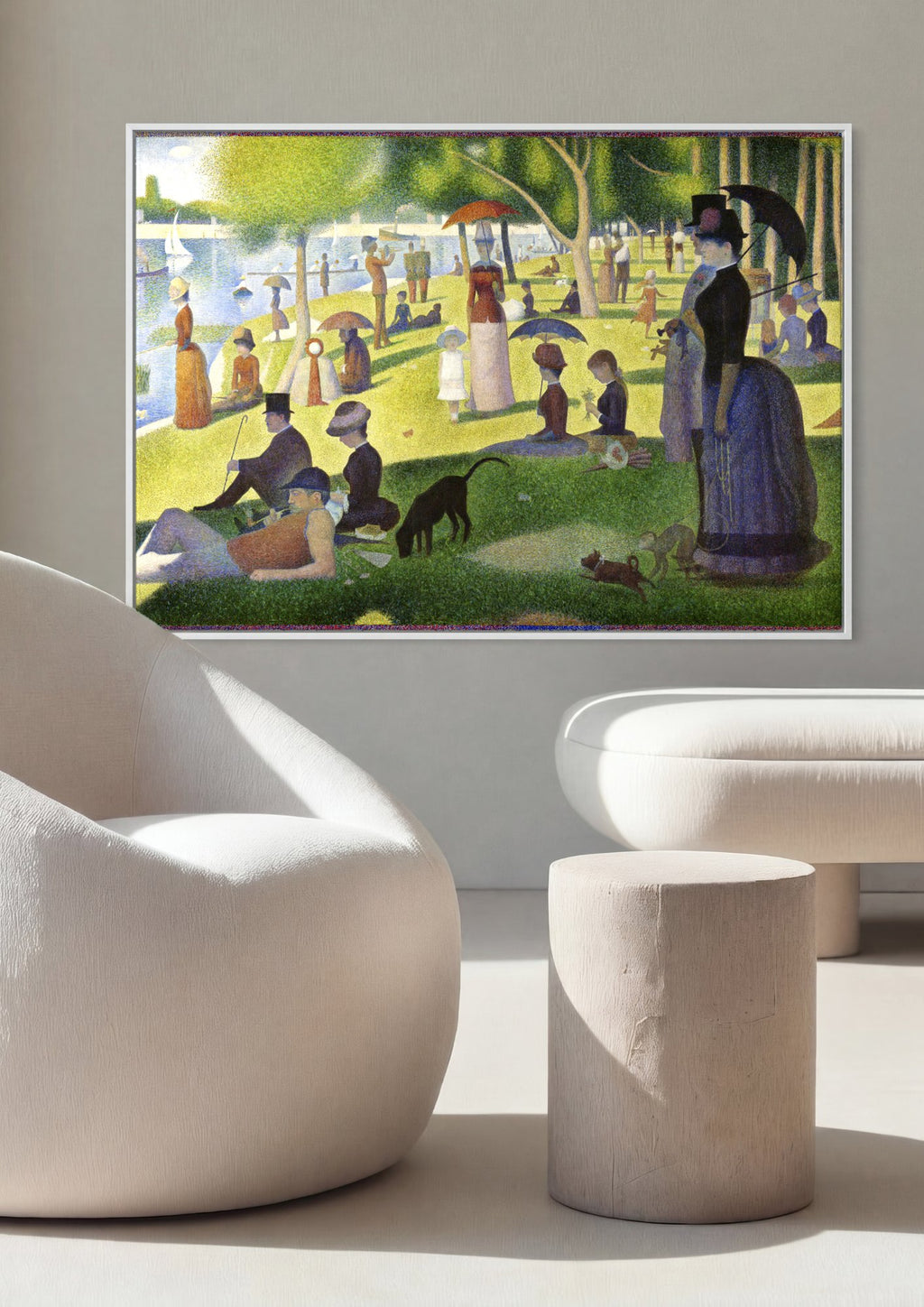 Quadro Decorativo Tarde de Domingo na Ilha Grande Jatte - Seurat em ambiente decorado