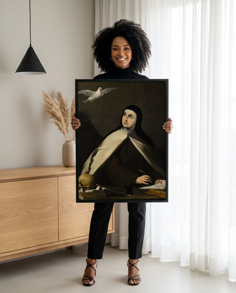 Quadro Decorativo Santa Teresa de Ávila - Jusepe de Ribera com modelo em ambiente