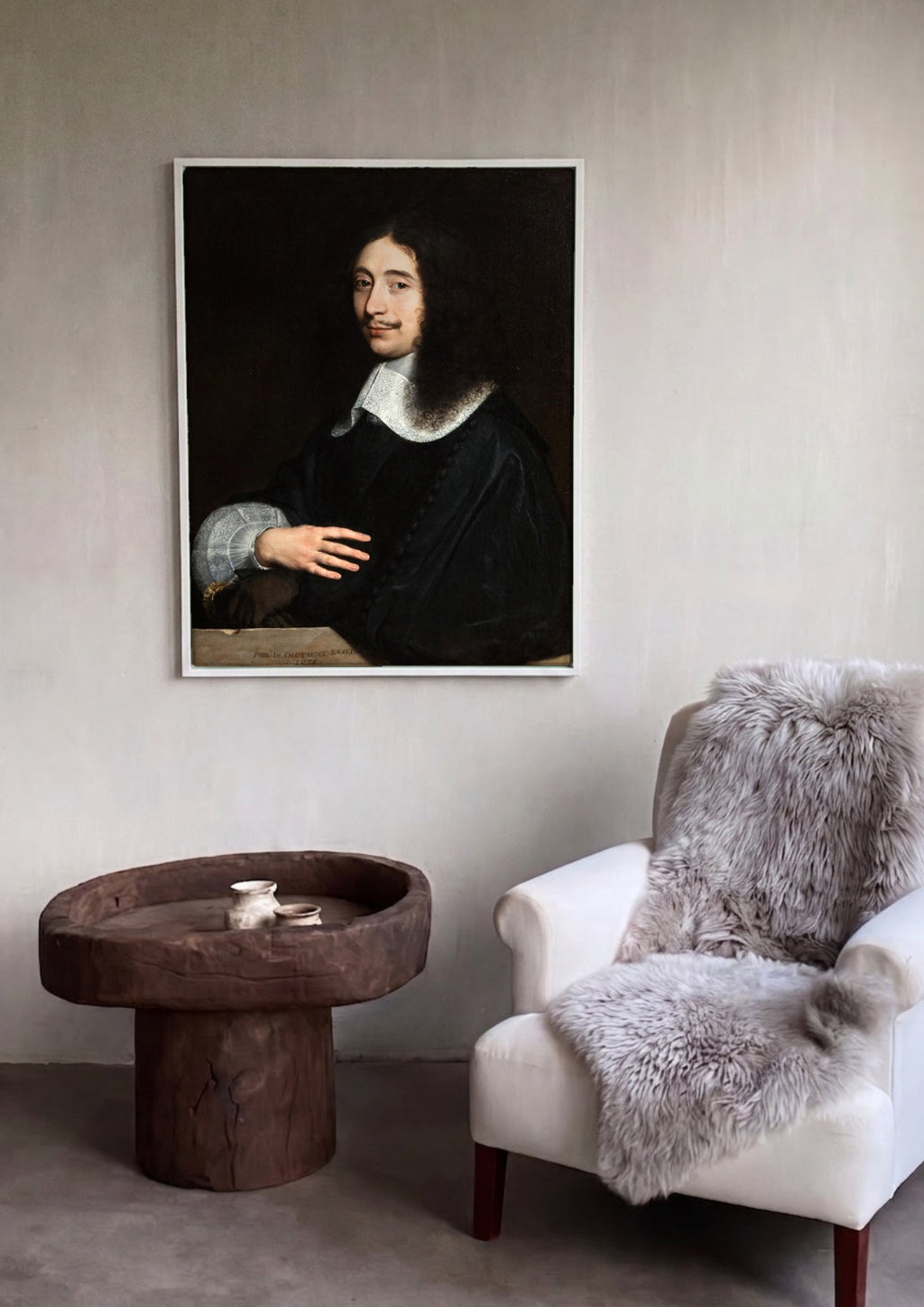 Quadro Decorativo Retrato de Homem - Philippe de Champaigne em ambiente decorado
