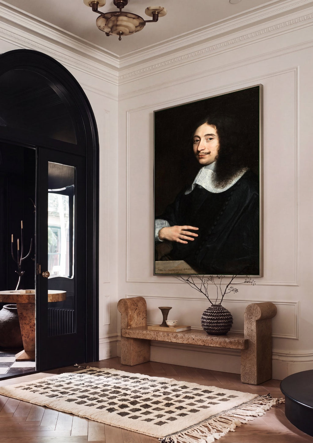 Quadro Decorativo Retrato de Homem - Philippe de Champaigne em ambiente decorado