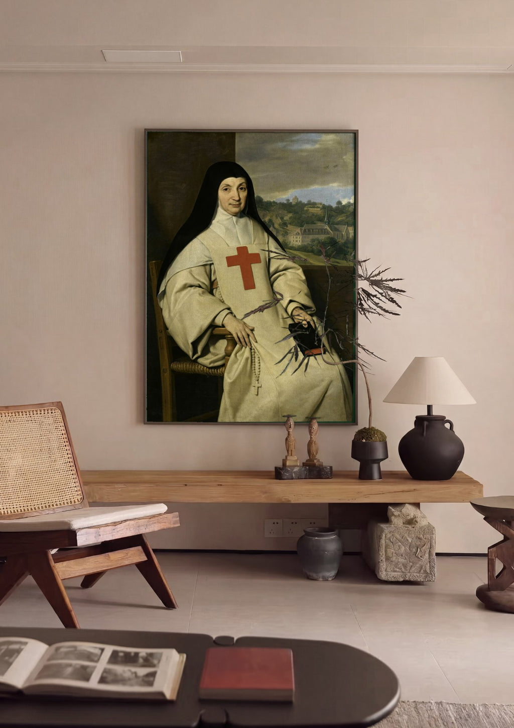 Quadro Decorativo Retrato de Monja - Philippe de Champaigne em ambiente decorado