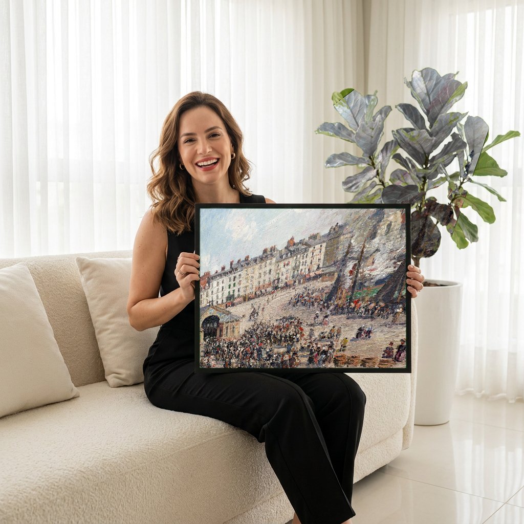 Quadro Decorativo Porto de Dieppe - Camille Pissarro com modelo em ambiente