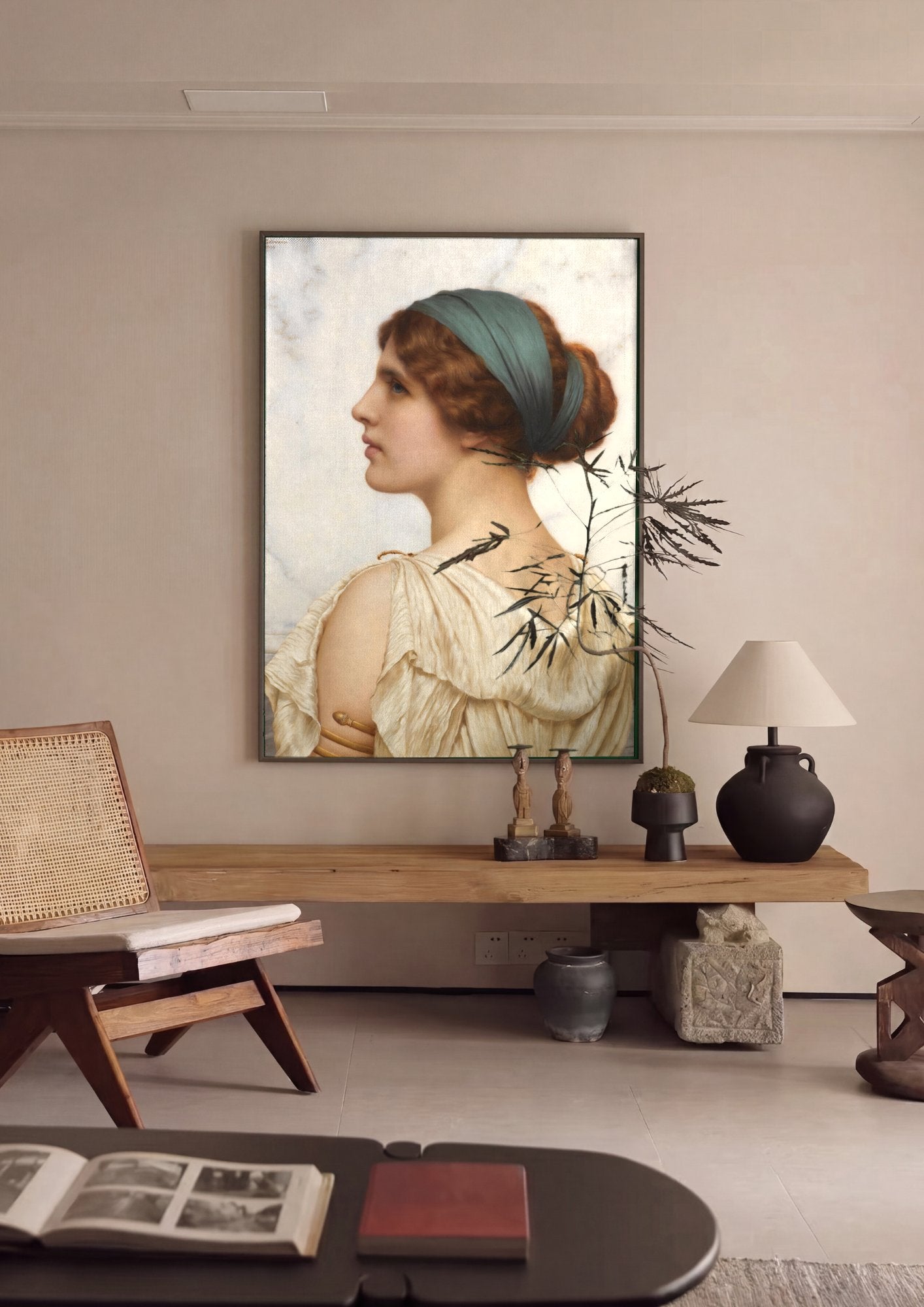 Quadro Decorativo A Young Girl - John William Godward em ambiente decorado