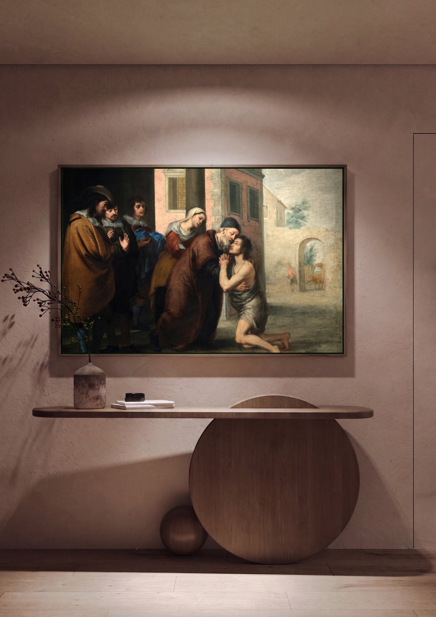 Quadro Decorativo O Filho Pródigo - Murillo em ambiente decorado