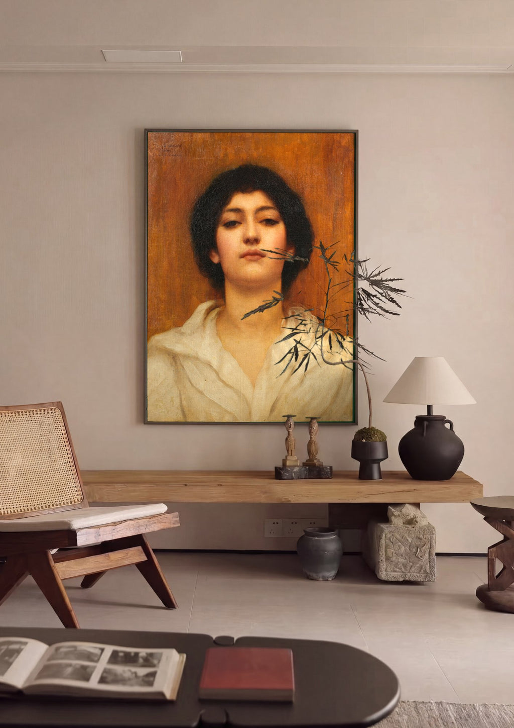 Quadro Decorativo A Young Girl - John William Godward em ambiente decorado