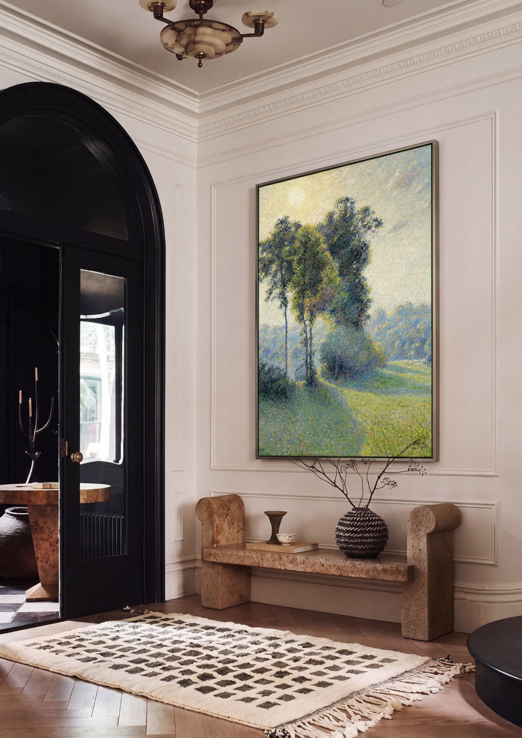Quadro Decorativo Campo Iluminado - Camille Pissarro em ambiente decorado