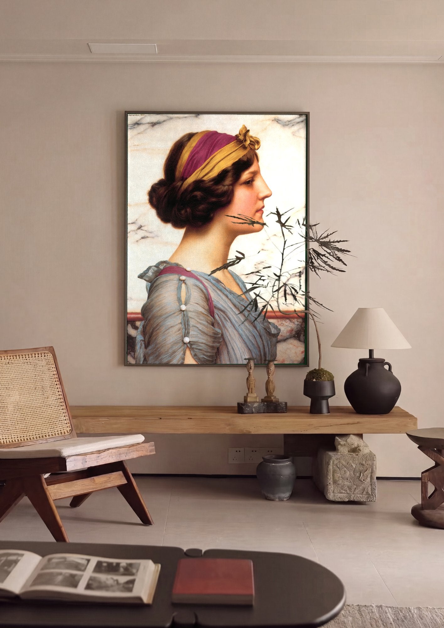 Quadro Decorativo A Young Girl - John William Godward em ambiente decorado