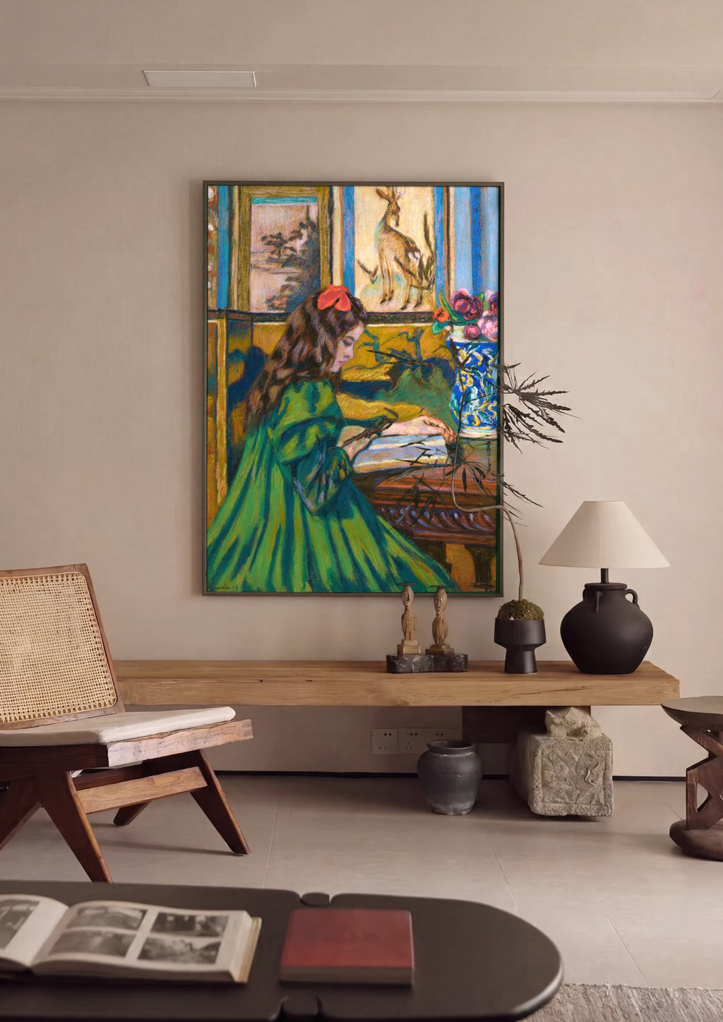 Quadro Decorativo A Leitora - Armand Guillaumin em ambiente decorado