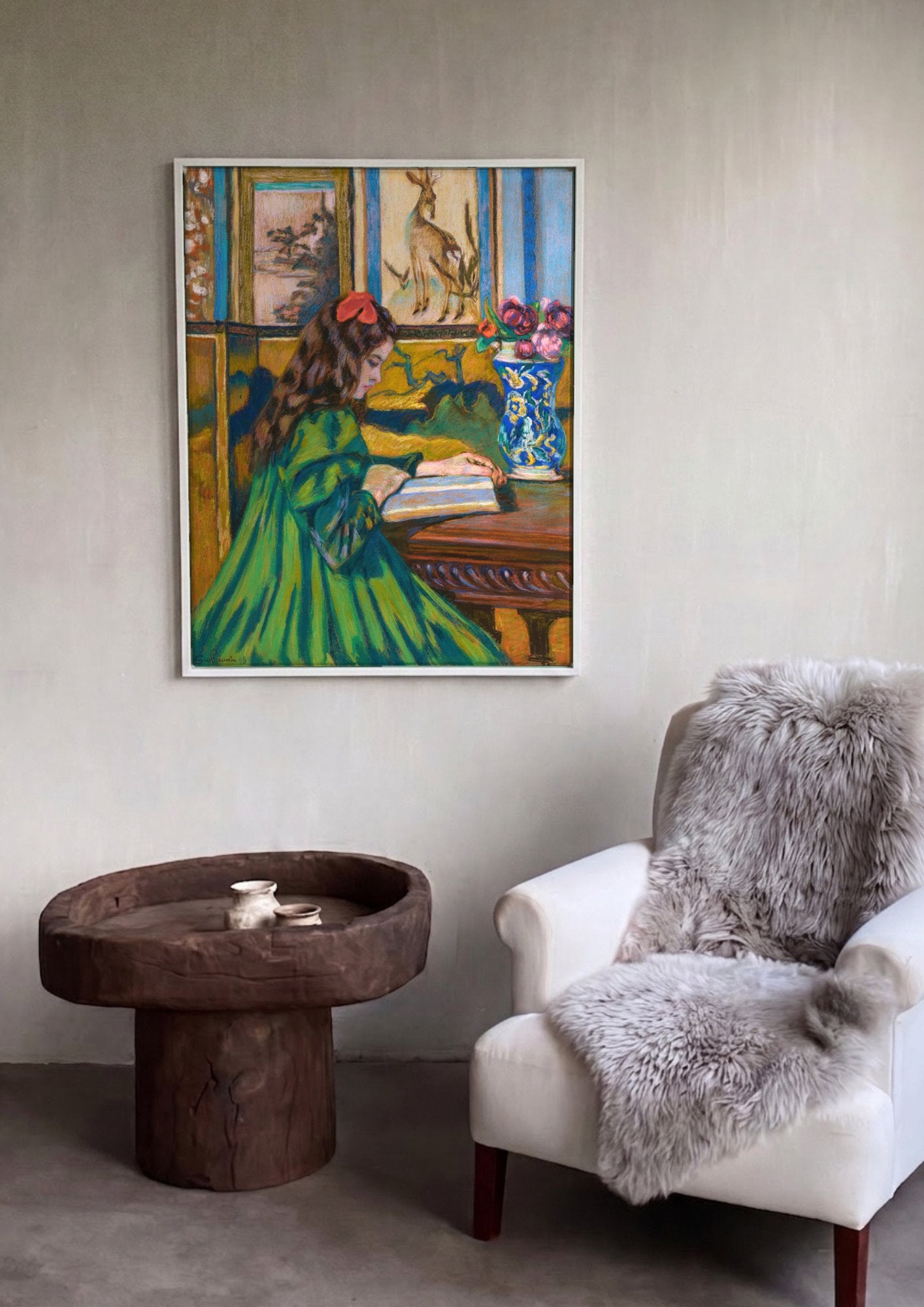 Quadro Decorativo A Leitora - Armand Guillaumin em ambiente decorado
