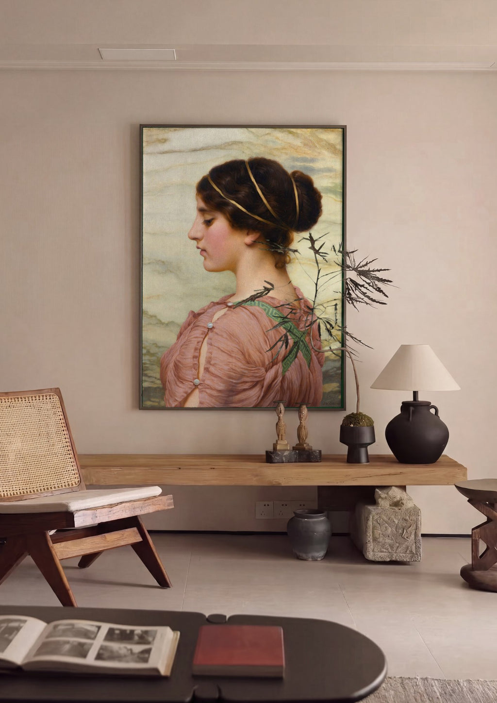 Quadro Decorativo A Greek Girl - John William Godward em ambiente decorado
