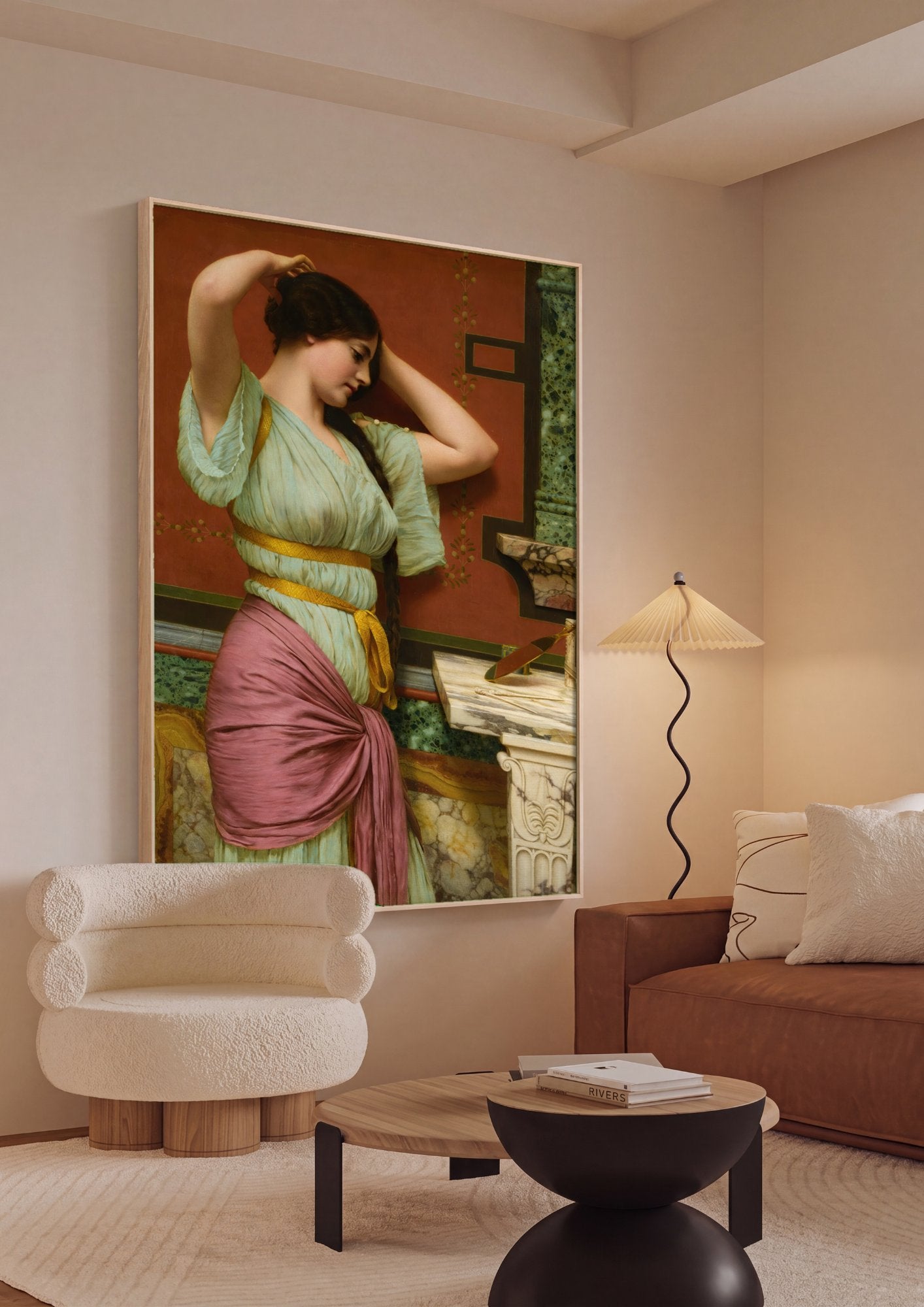 Quadro Decorativo A Preparação - John William Godward em ambiente decorado