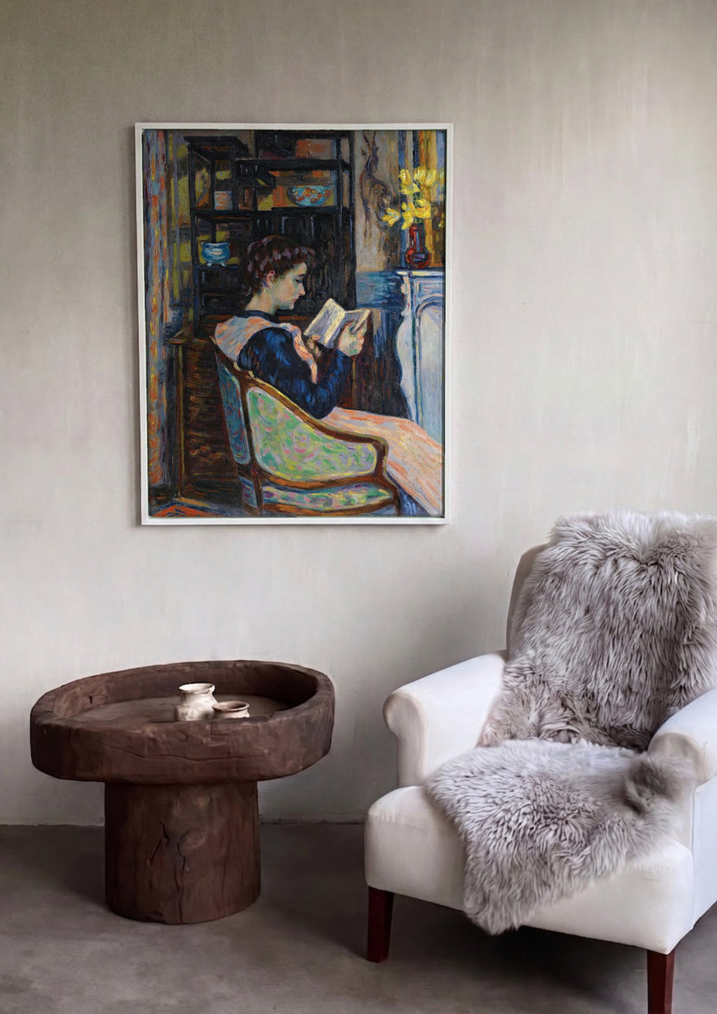 Quadro Decorativo A Leitora - Armand Guillaumin em ambiente decorado