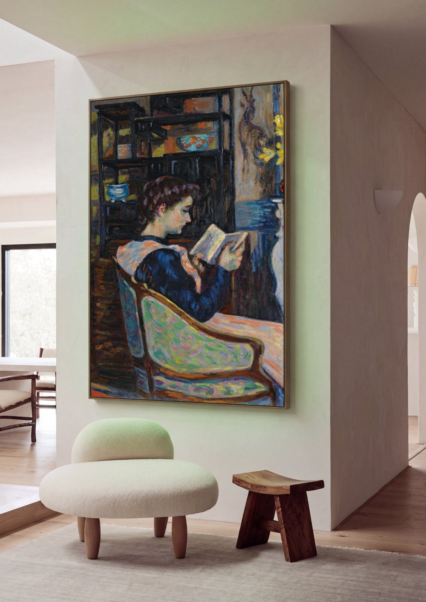 Quadro Decorativo A Leitora - Armand Guillaumin em ambiente decorado