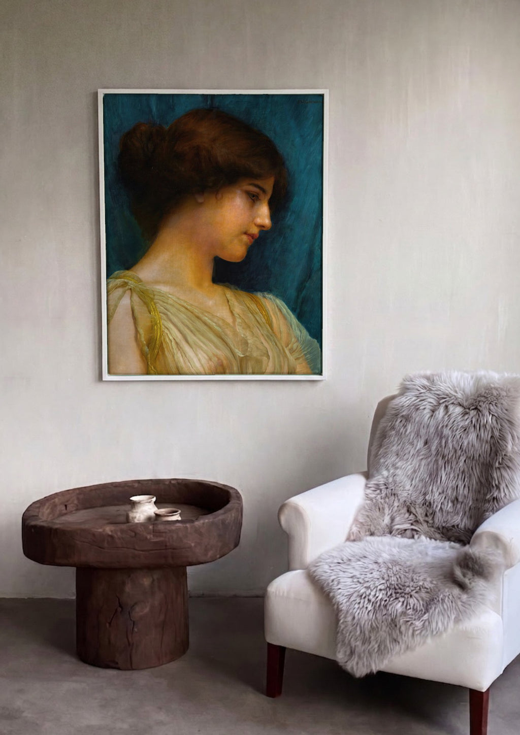 Quadro Decorativo A Young Girl - John William Godward em ambiente decorado