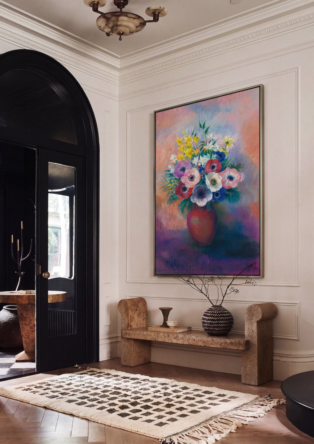Quadro Decorativo Vaso de Anêmonas - Odilon Redon em ambiente decorado