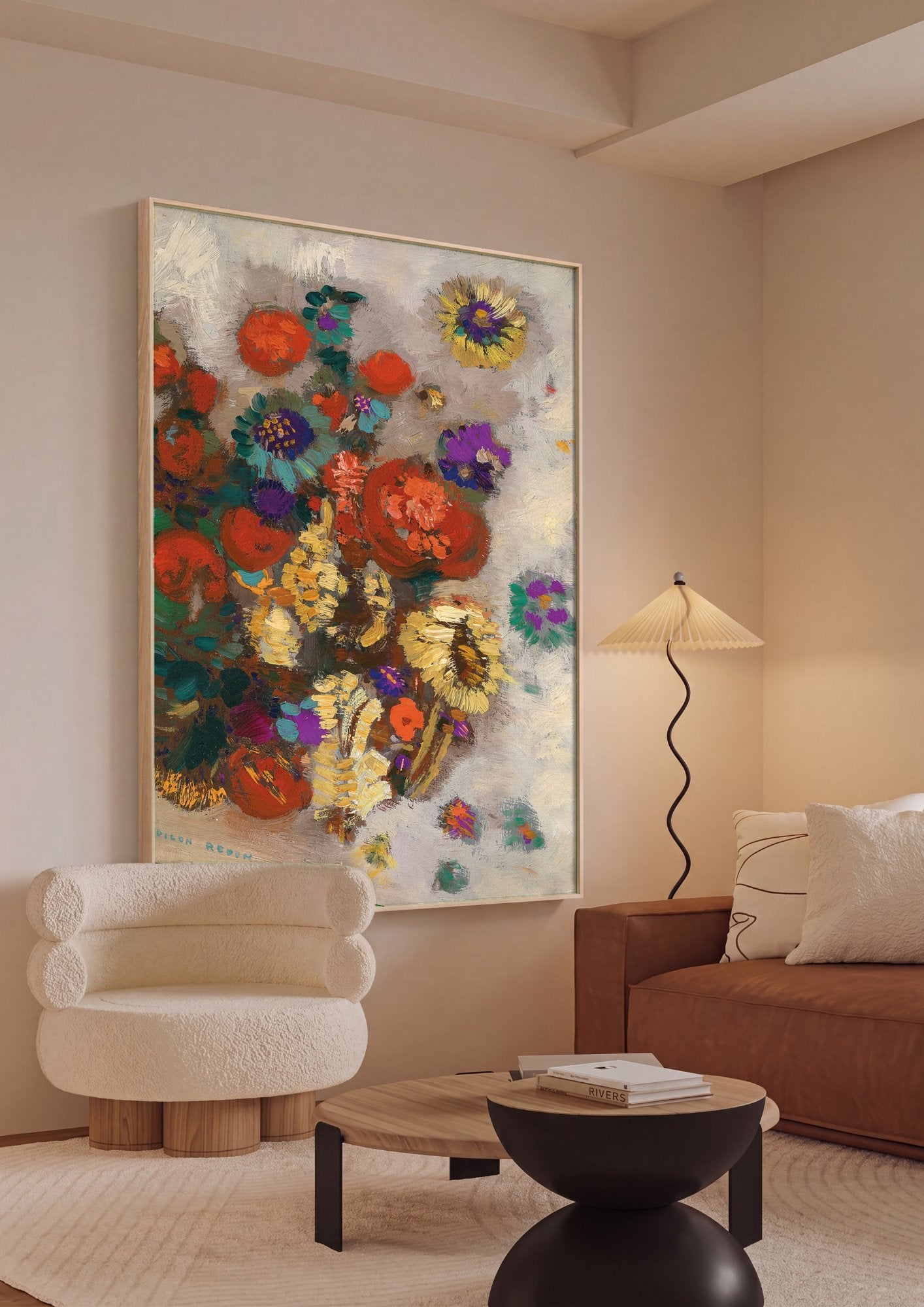 Quadro Decorativo Flores Abstratas - Odilon Redon em ambiente decorado