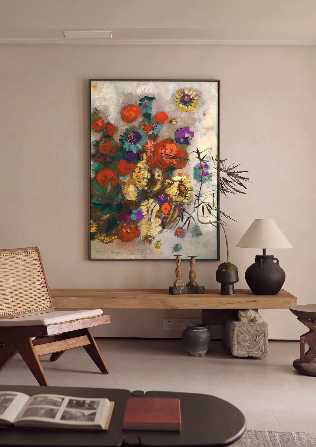 Quadro Decorativo Flores Abstratas - Odilon Redon em ambiente decorado
