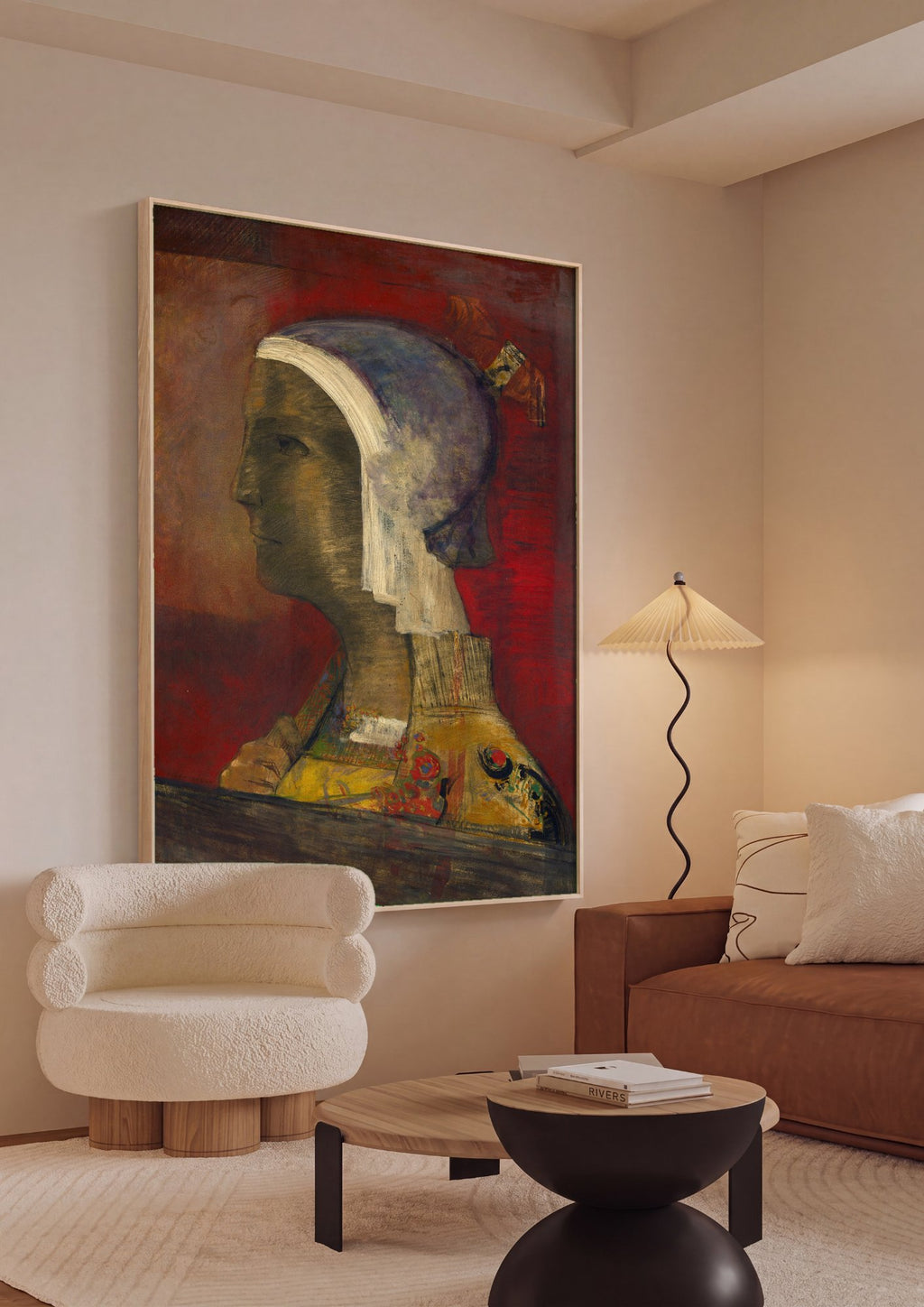 Quadro Decorativo A Cabeça Mística - Odilon Redon em ambiente decorado