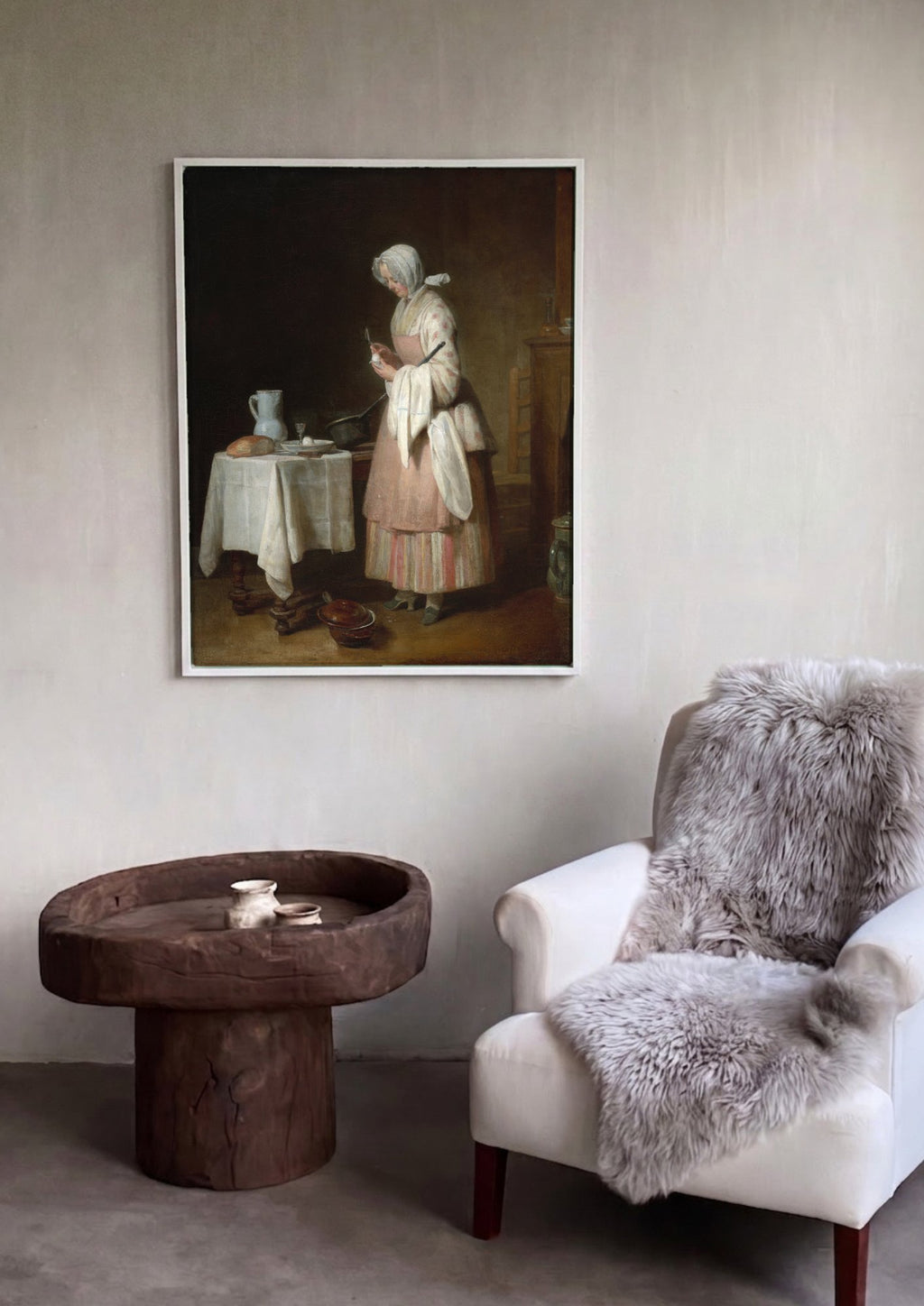 Quadro Decorativo A Cozinheira - Jean Siméon Chardin em ambiente decorado
