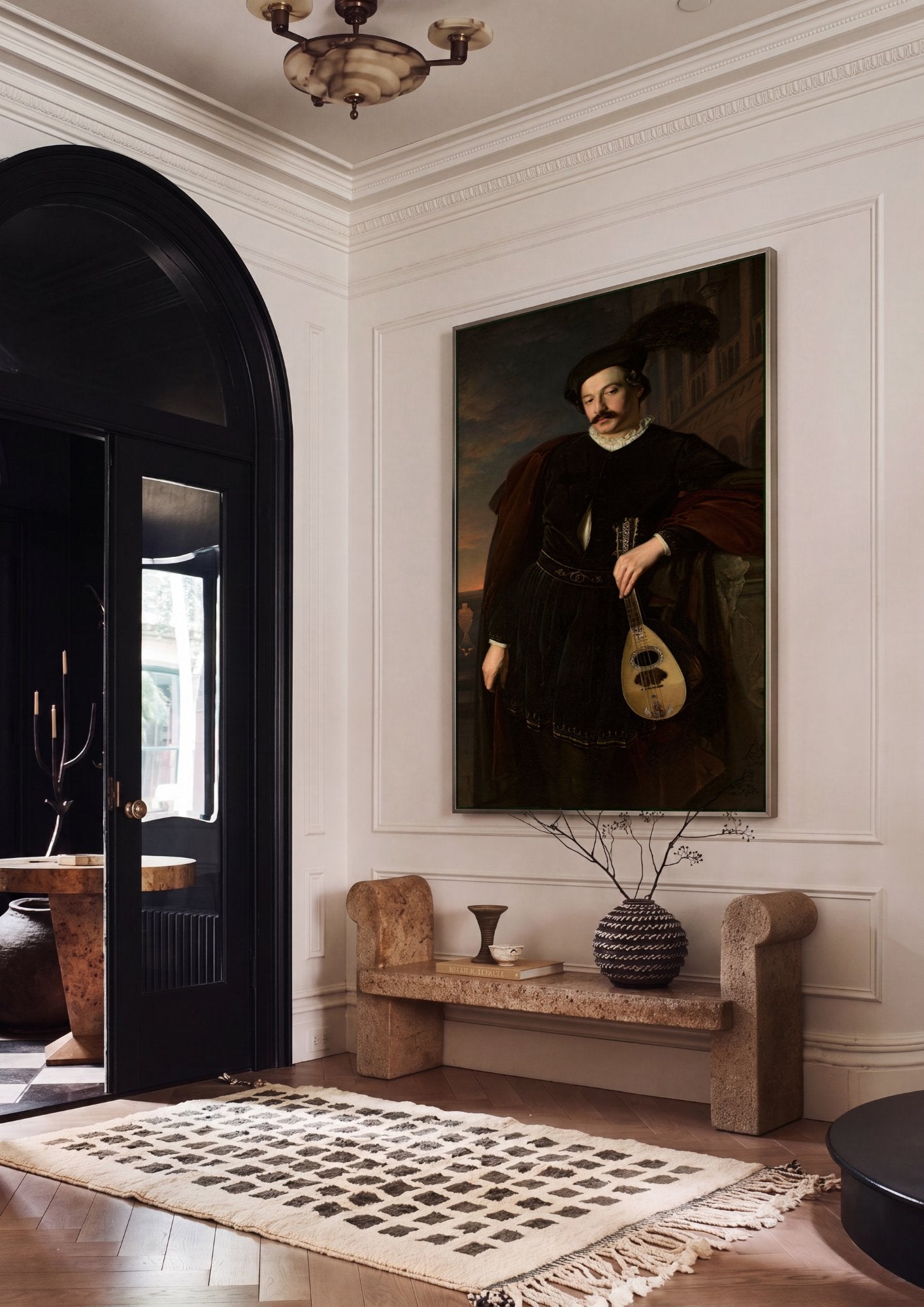 Quadro Decorativo 'O Menestrel' - Józef Simmler em ambiente decorado