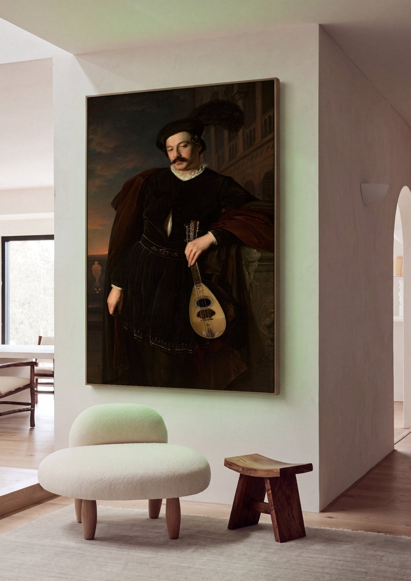 Quadro Decorativo 'O Menestrel' - Józef Simmler em ambiente decorado