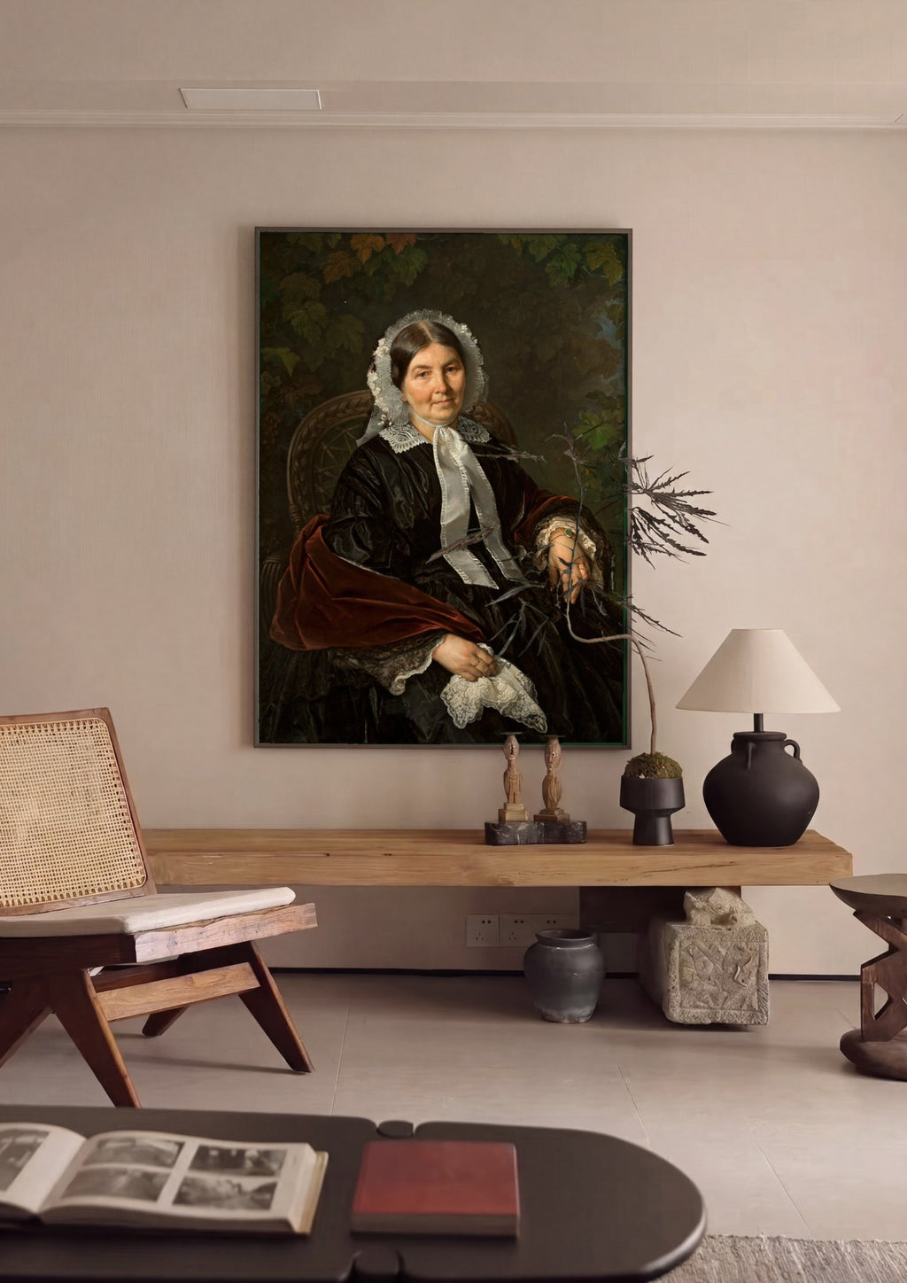 Quadro Decorativo Retrato de Mulher - Simmler em ambiente decorado