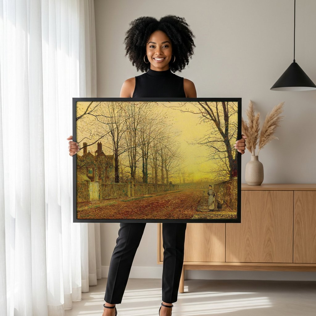 Quadro Decorativo Outono Britânico - Grimshaw com modelo em ambiente