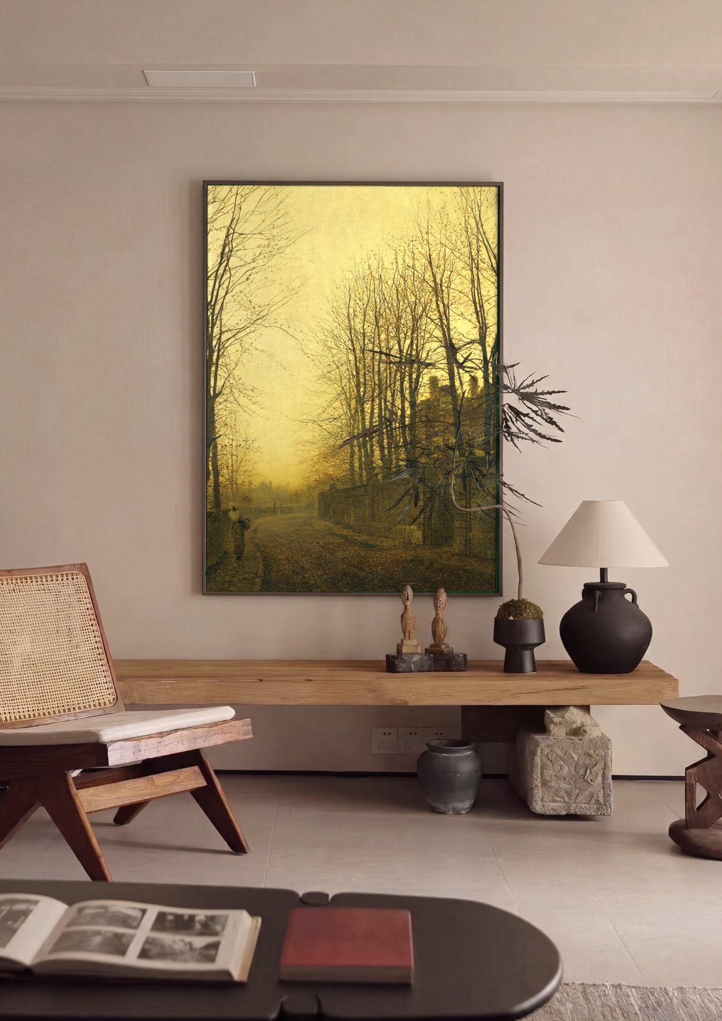 Quadro Decorativo 'Noite de Inverno' - Grimshaw em ambiente decorado