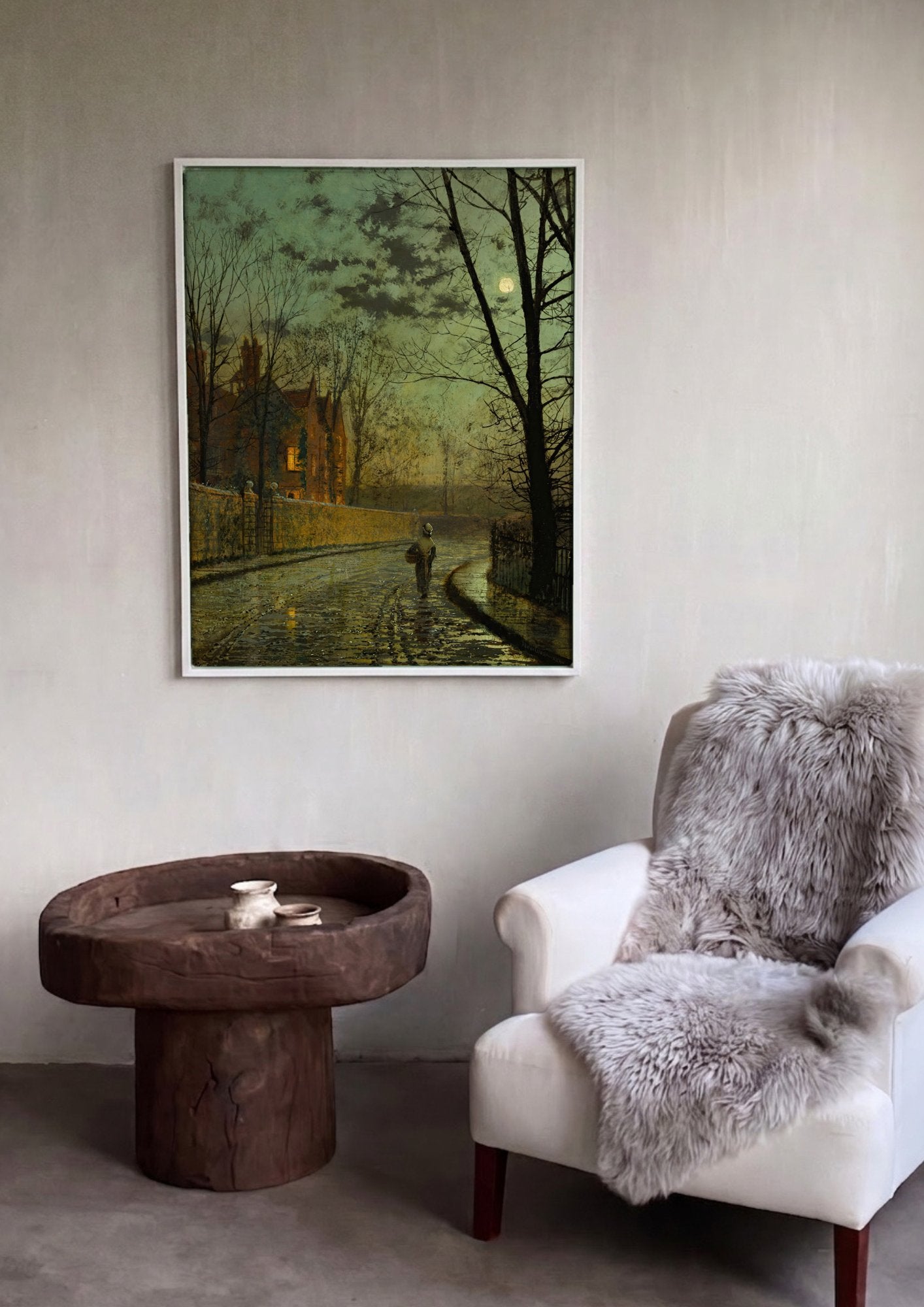 Quadro Decorativo 'Sob a Luz da Lua' - Grimshaw em ambiente decorado