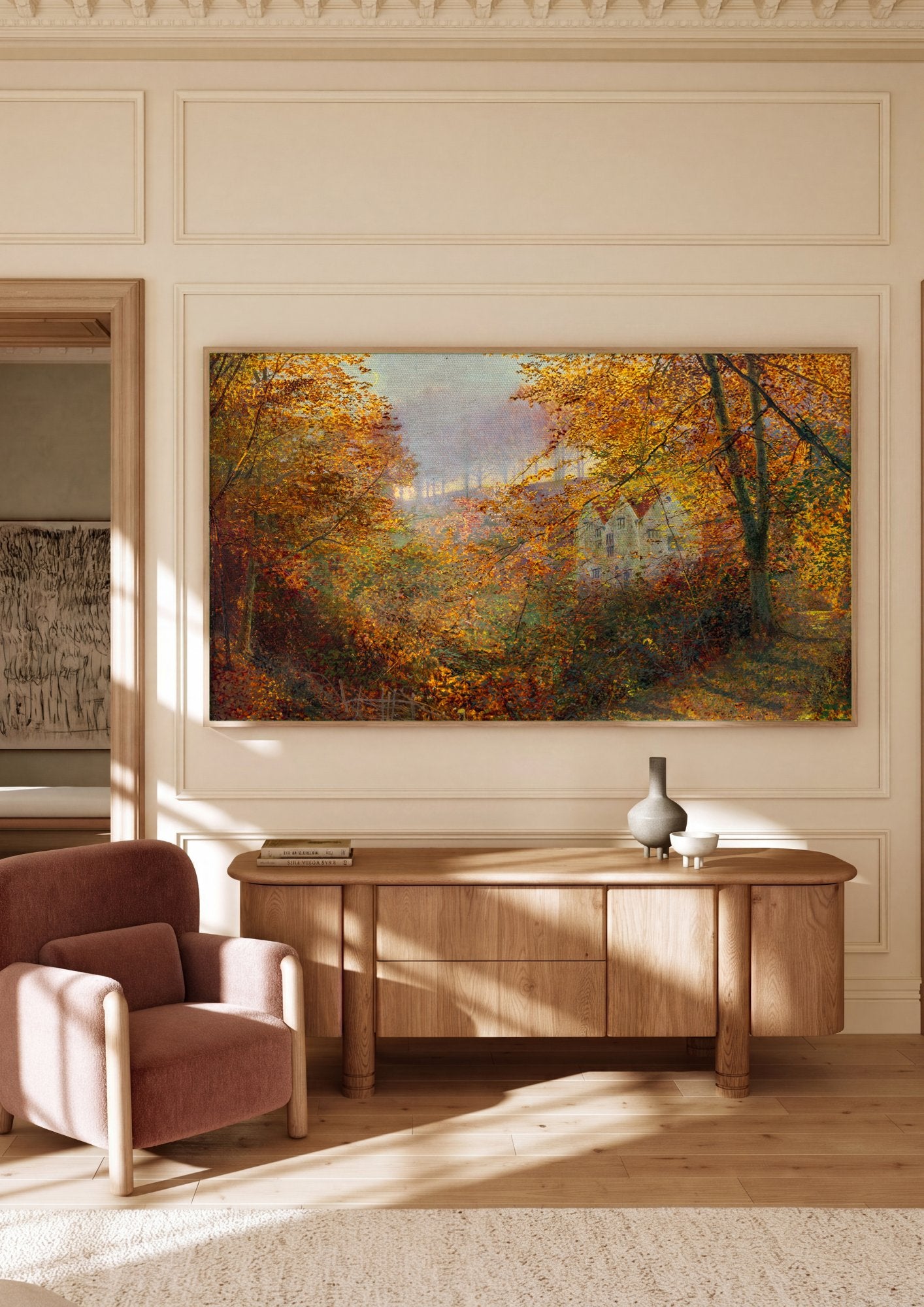 Quadro Decorativo Paisagem Outonal - Grimshaw em ambiente decorado