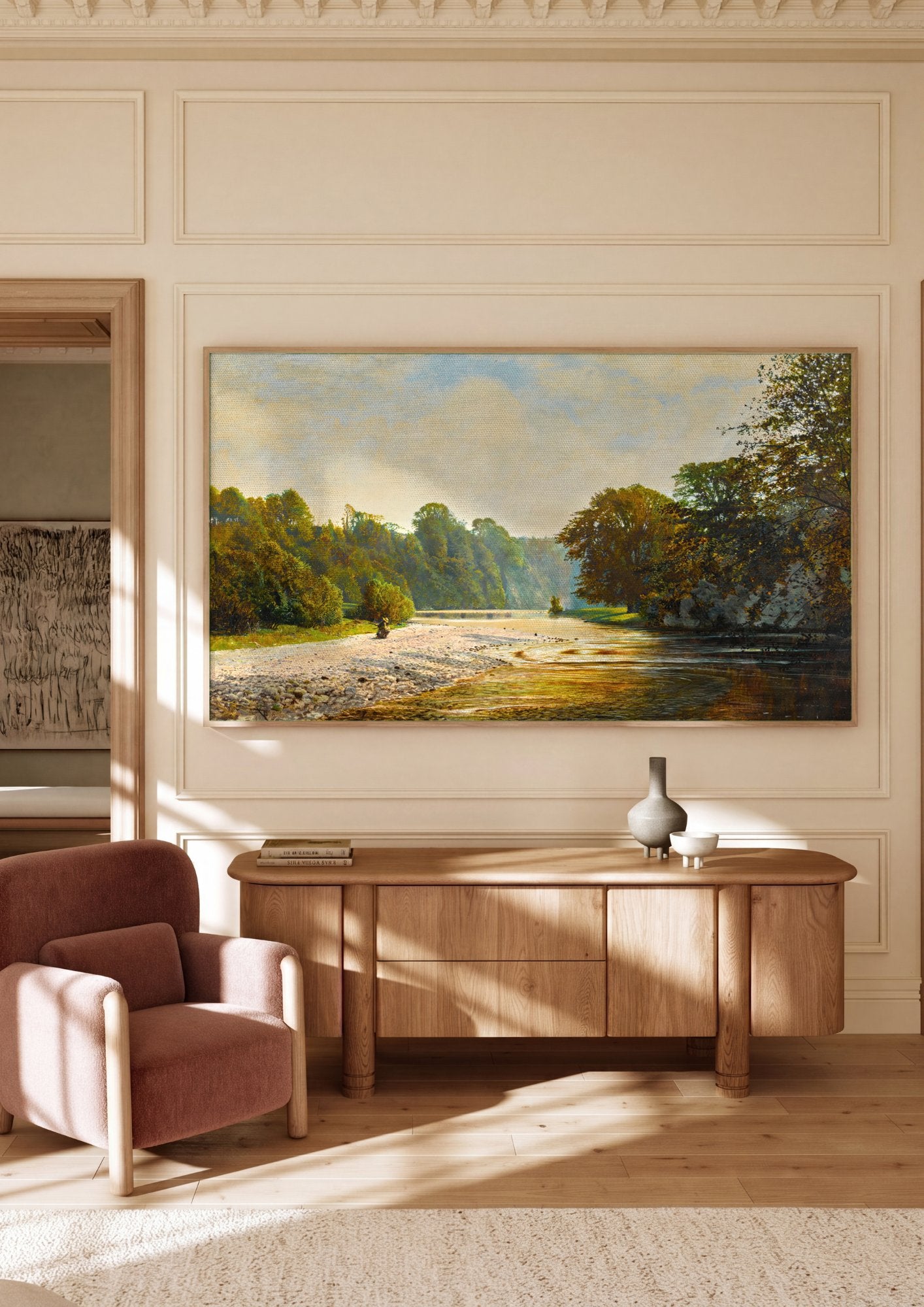 Quadro Decorativo Paisagem Fluvial - Grimshaw em ambiente decorado