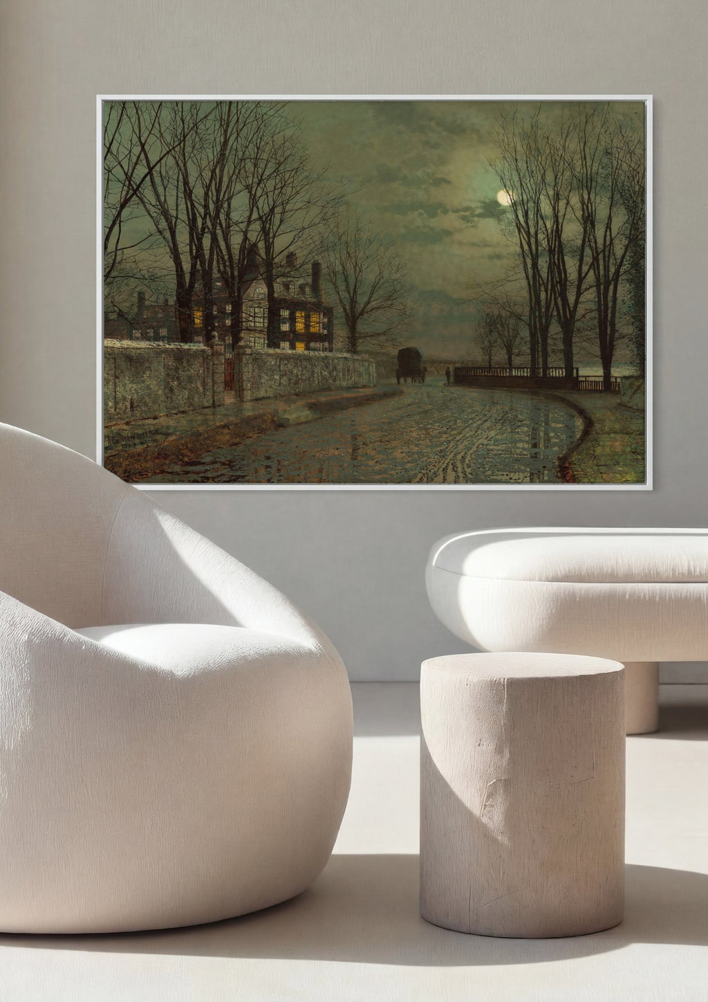 Quadro Decorativo Noite de Inverno - Grimshaw em ambiente decorado